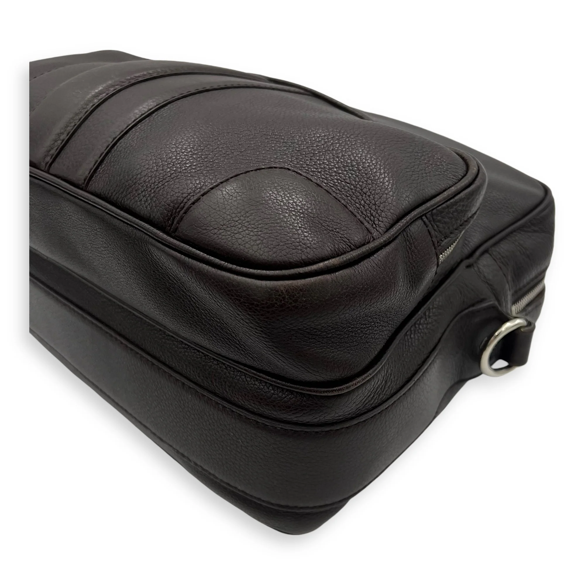 Classic Brown Messenger in Calfskin, Silver hardware