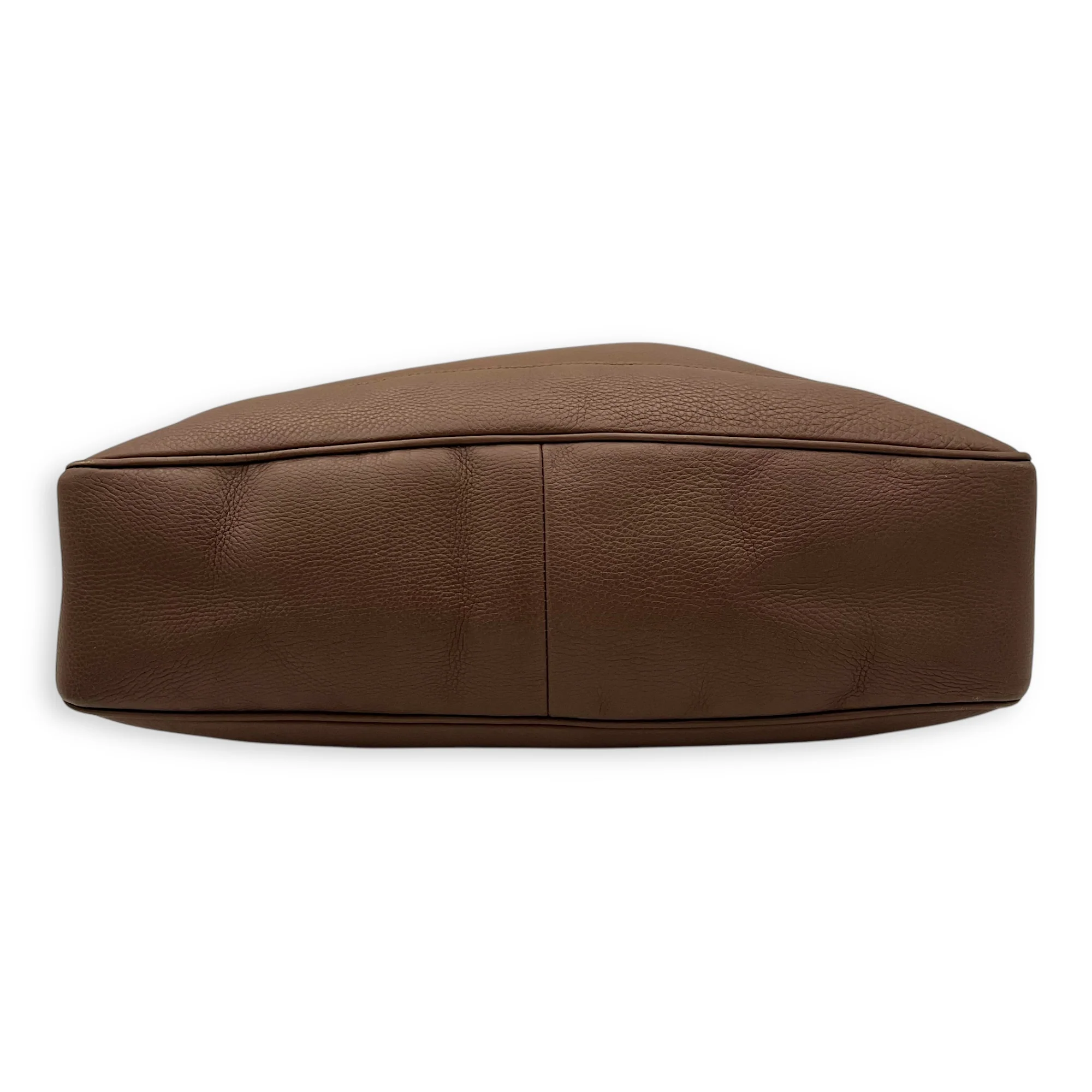 Bamboo Brown Top Handle Bag in Calfskin, Gold hardware