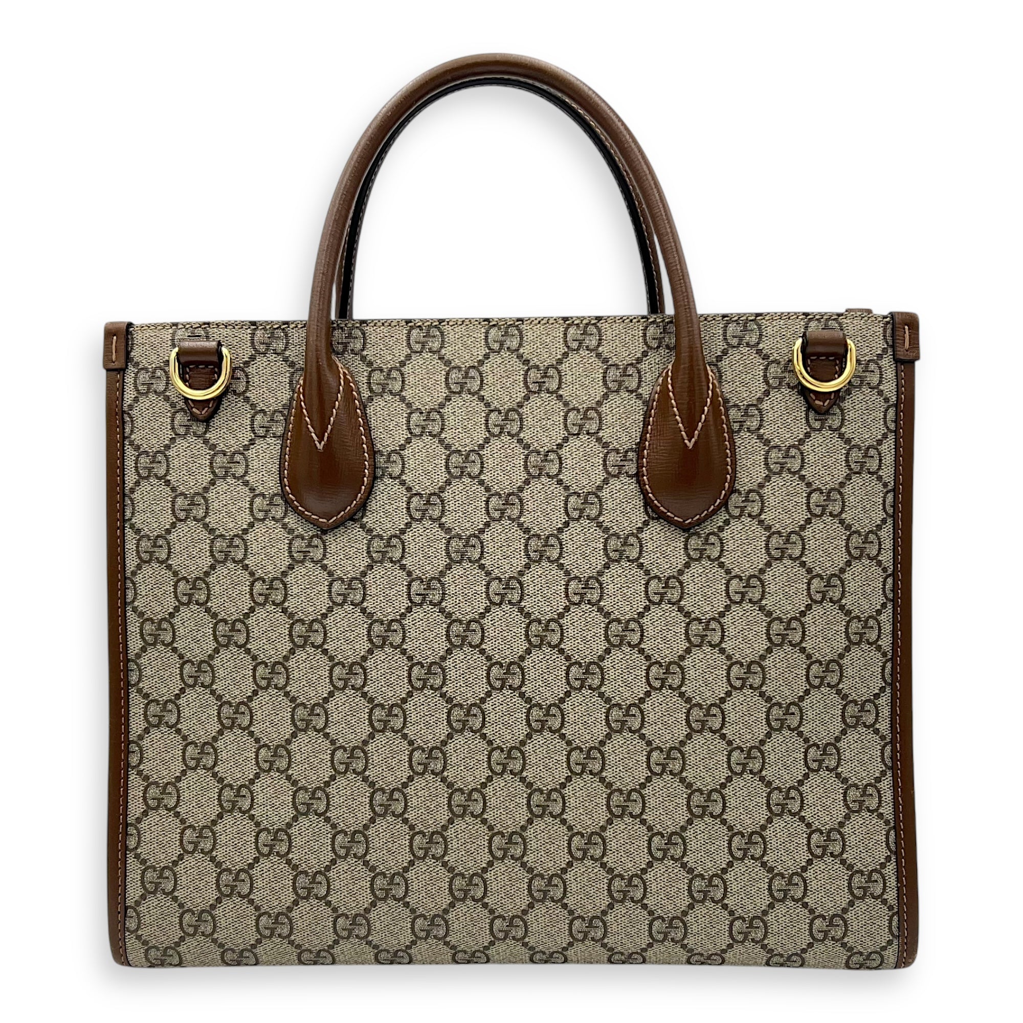 GG Supreme Brown Tote Bag in Interlocking GG Supreme, Gold hardware