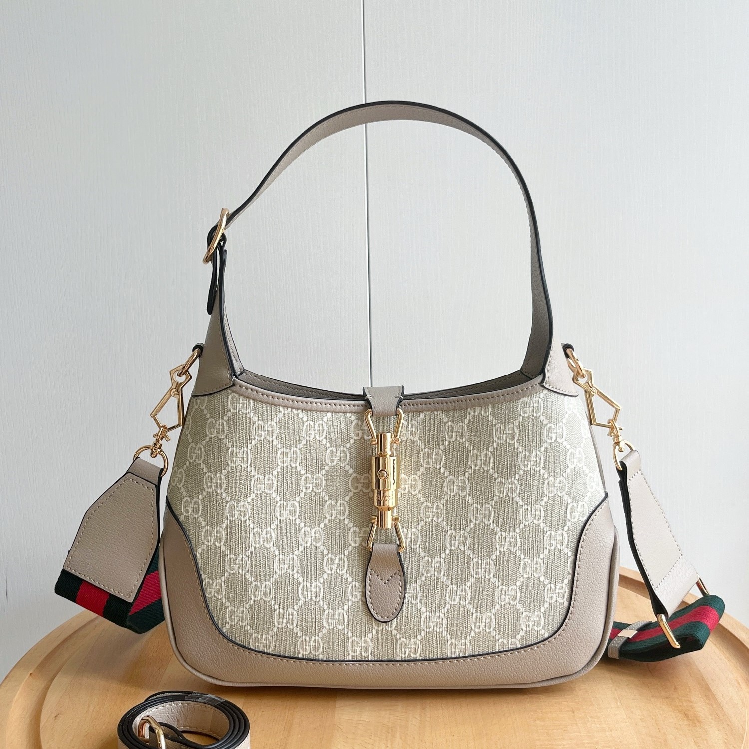 Gucci Jackie 1961 Small GG And Leather Bag
