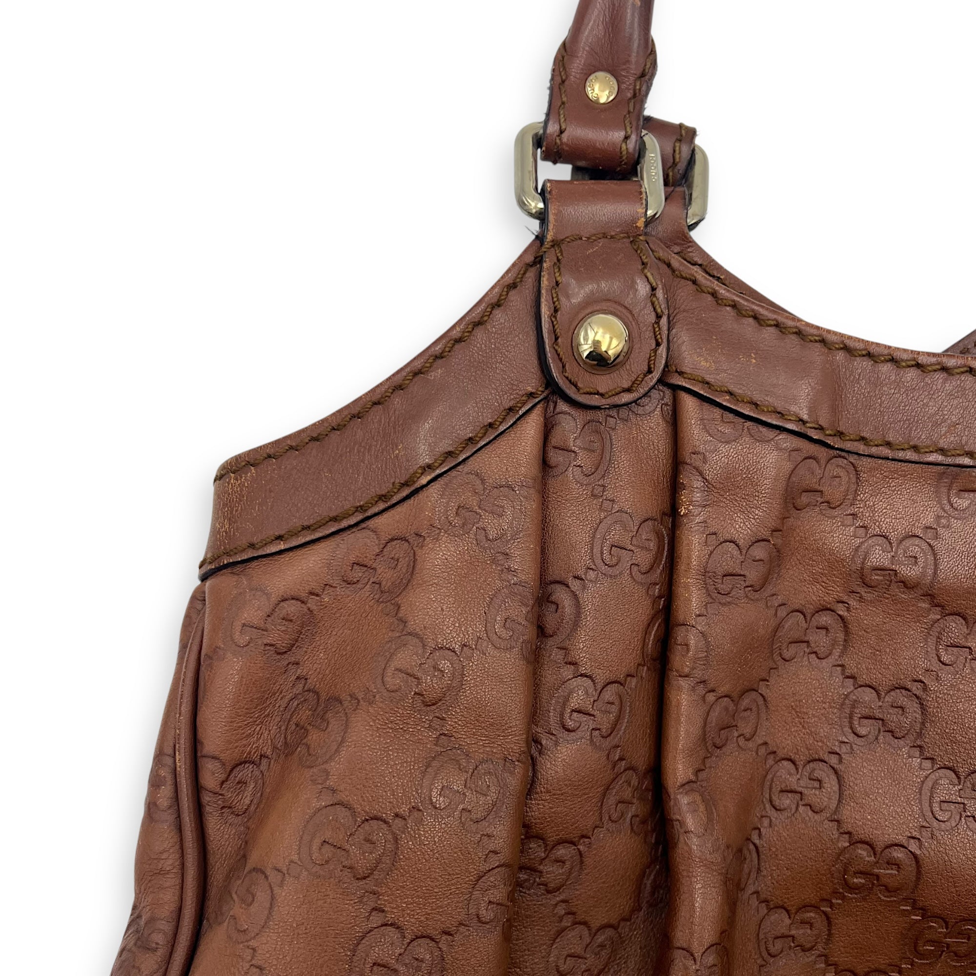 Shukey Shoulder Bag Brown in Calfskin, Gold hardware