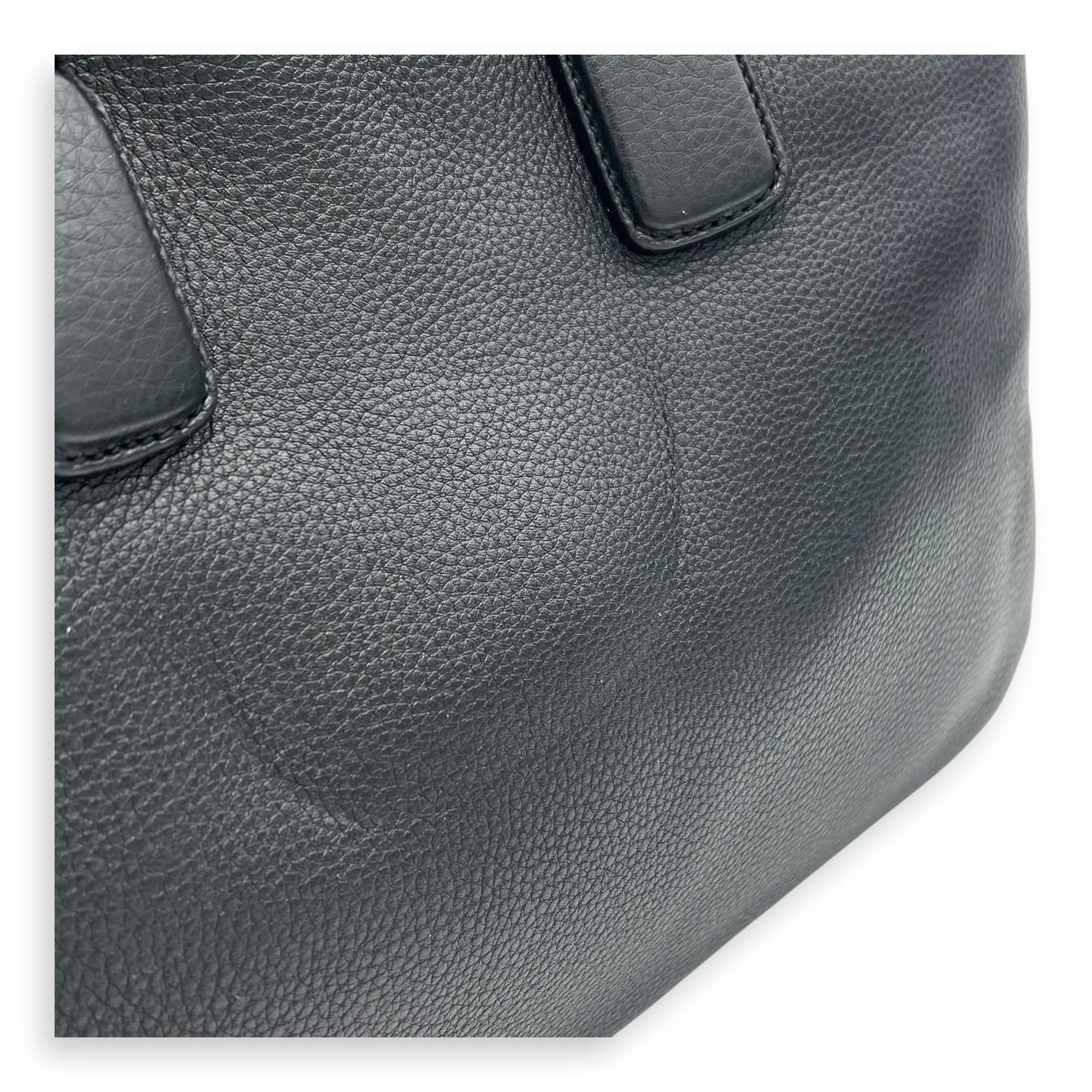Soho Black Briefcase in Calfskin, Silver hardware