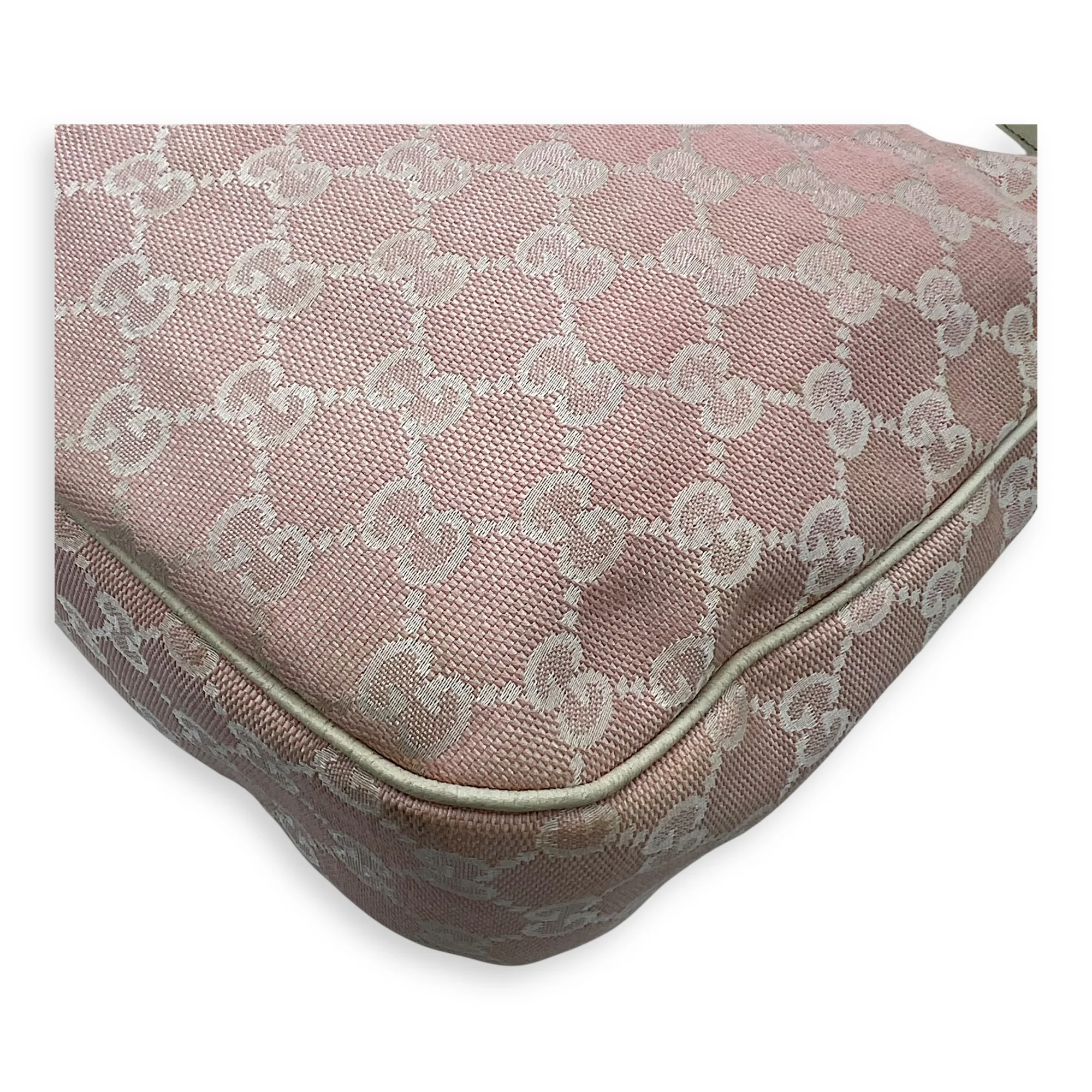 GG Shoulder Bag Pink in Canvas, Silver hardware