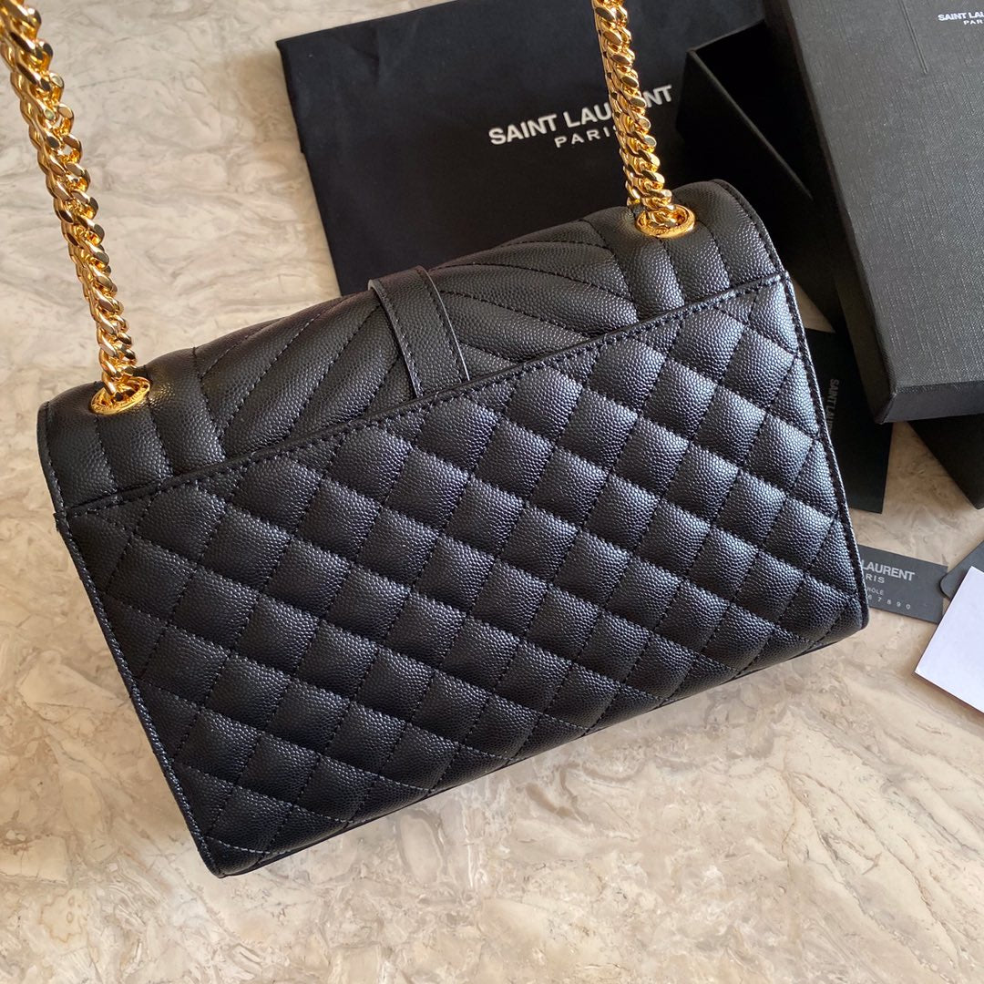 YSL Envelope Medium Bag In Mix Matelasse Grain De Poudre Embossed Leather