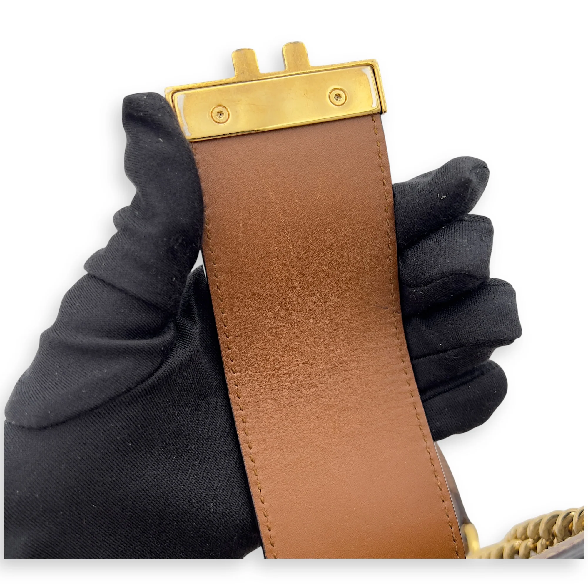 Padlock Shoulder Bag Brown in Monogram Coated Canvas, Gold hardware