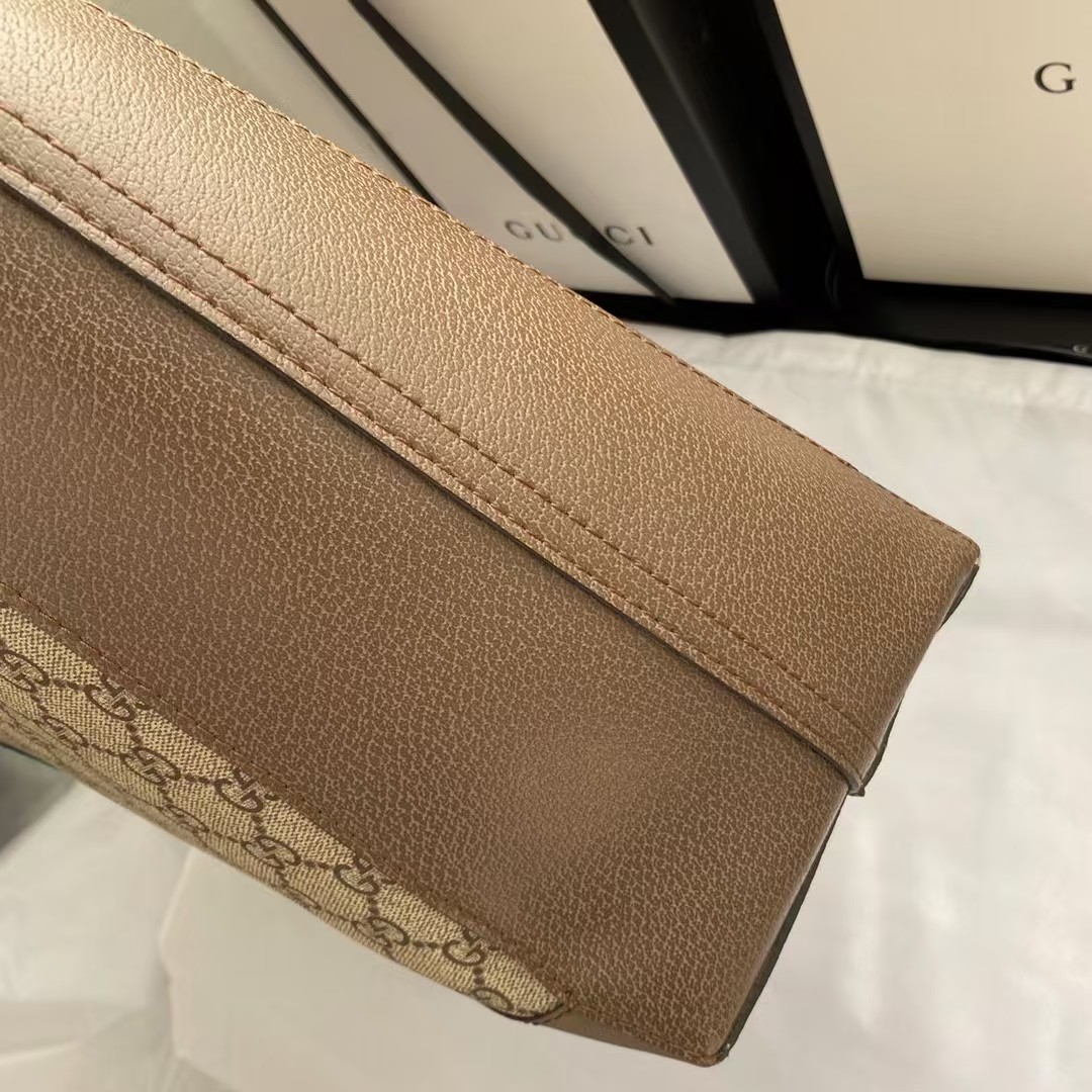 Gucci GG Monogram Web Ophidia Medium Tote Brown