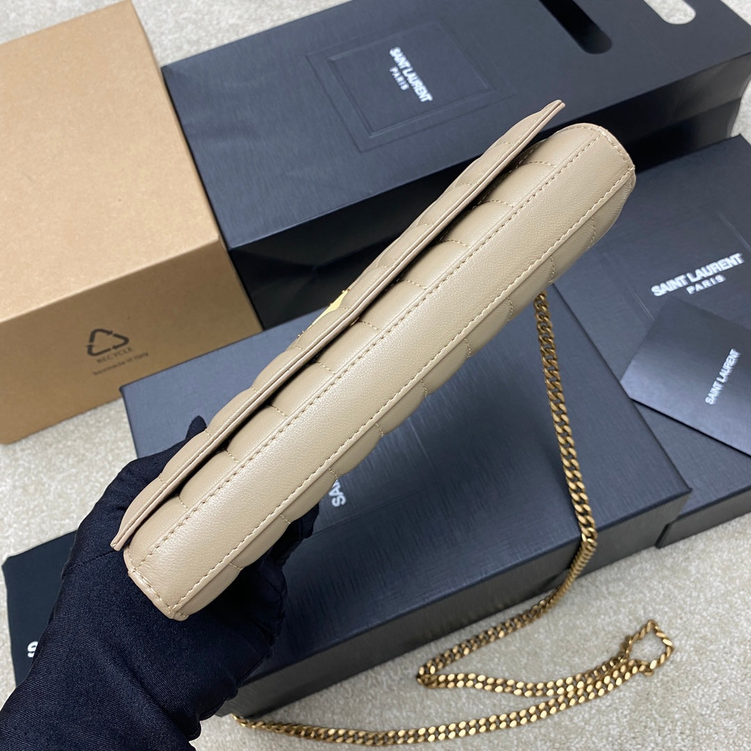 YSL Cassandre Matelassé Carré Chain Wallet IN Lambskin