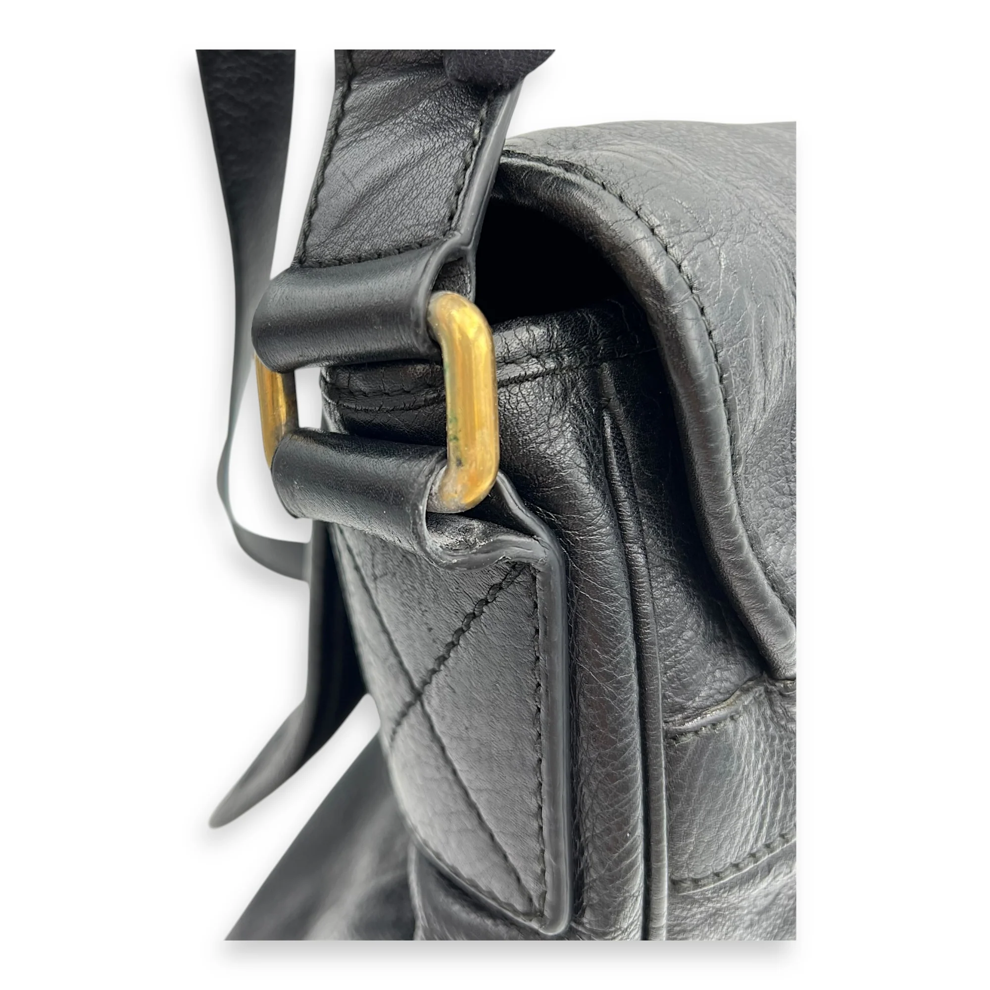 GG Supreme Black Messenger in Calfskin, Gold hardware