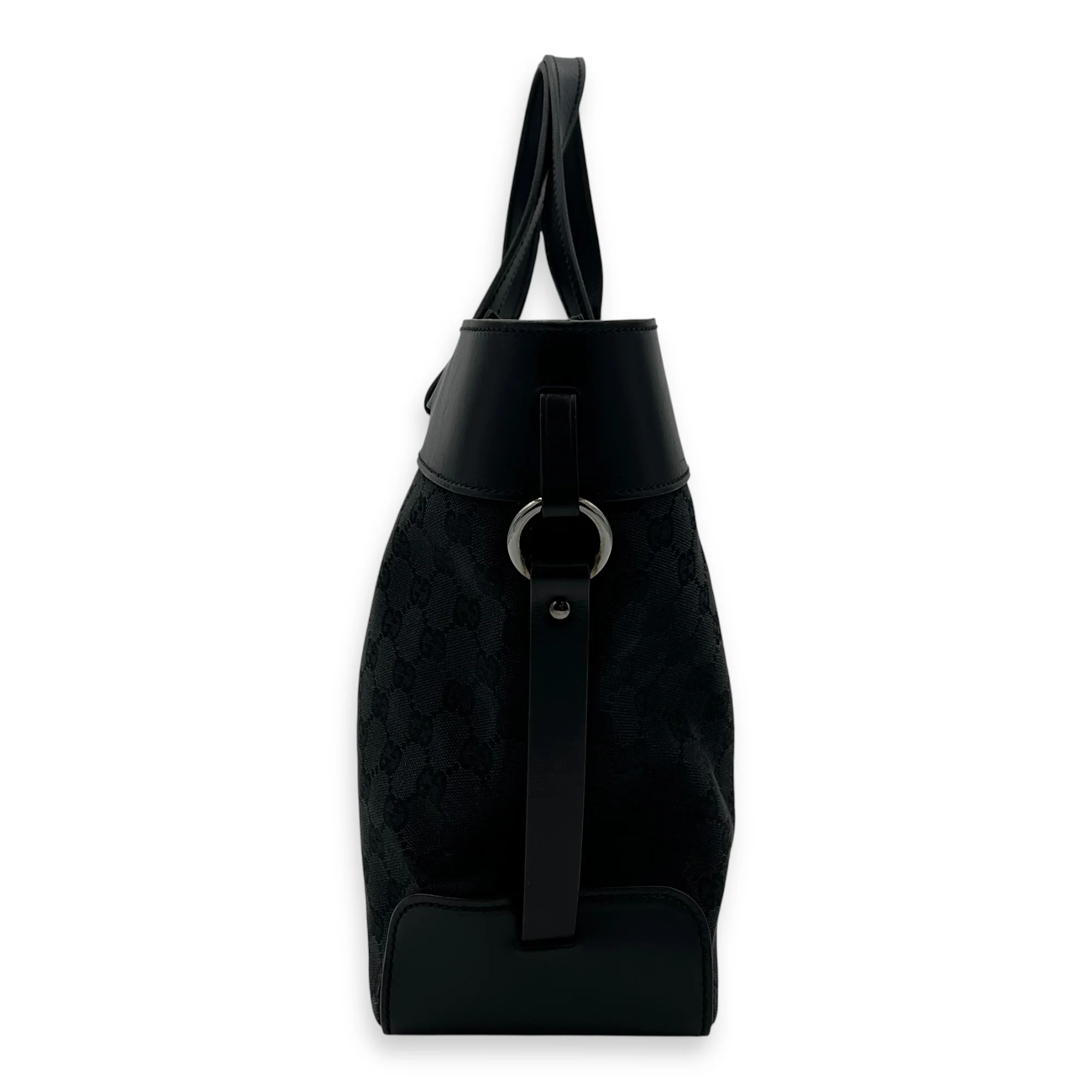 GG Top Handle Bag Black in Canvas, Silver hardware