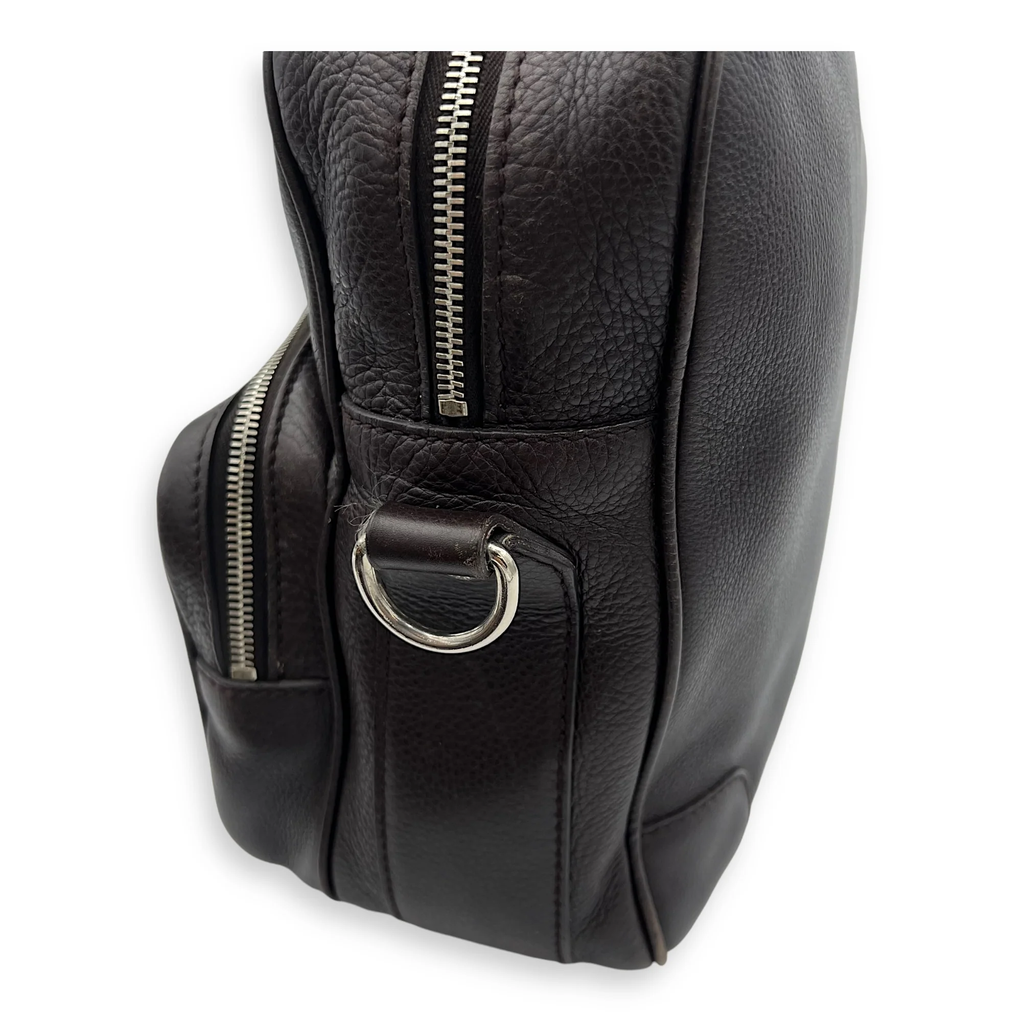 Classic Brown Messenger in Calfskin, Silver hardware