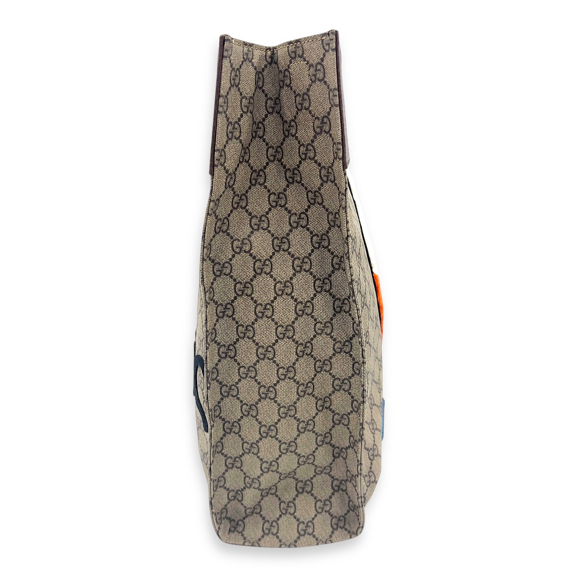 X Disney Donald Duck Soft GG Supreme Brown Top Handle Bag in Monogram Coated Canvas, Gold hardware