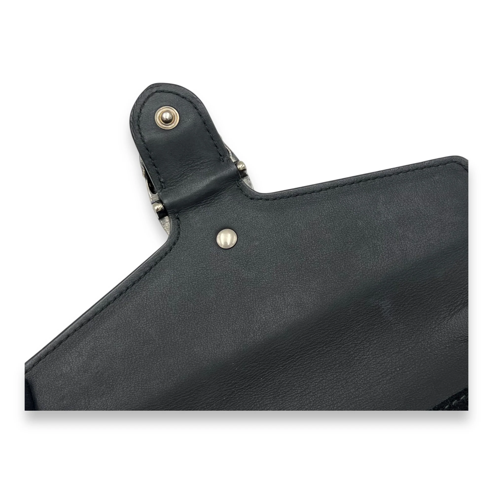 Dionysus Black Wallet On Chain in Suede Leather, Ruthenium hardware