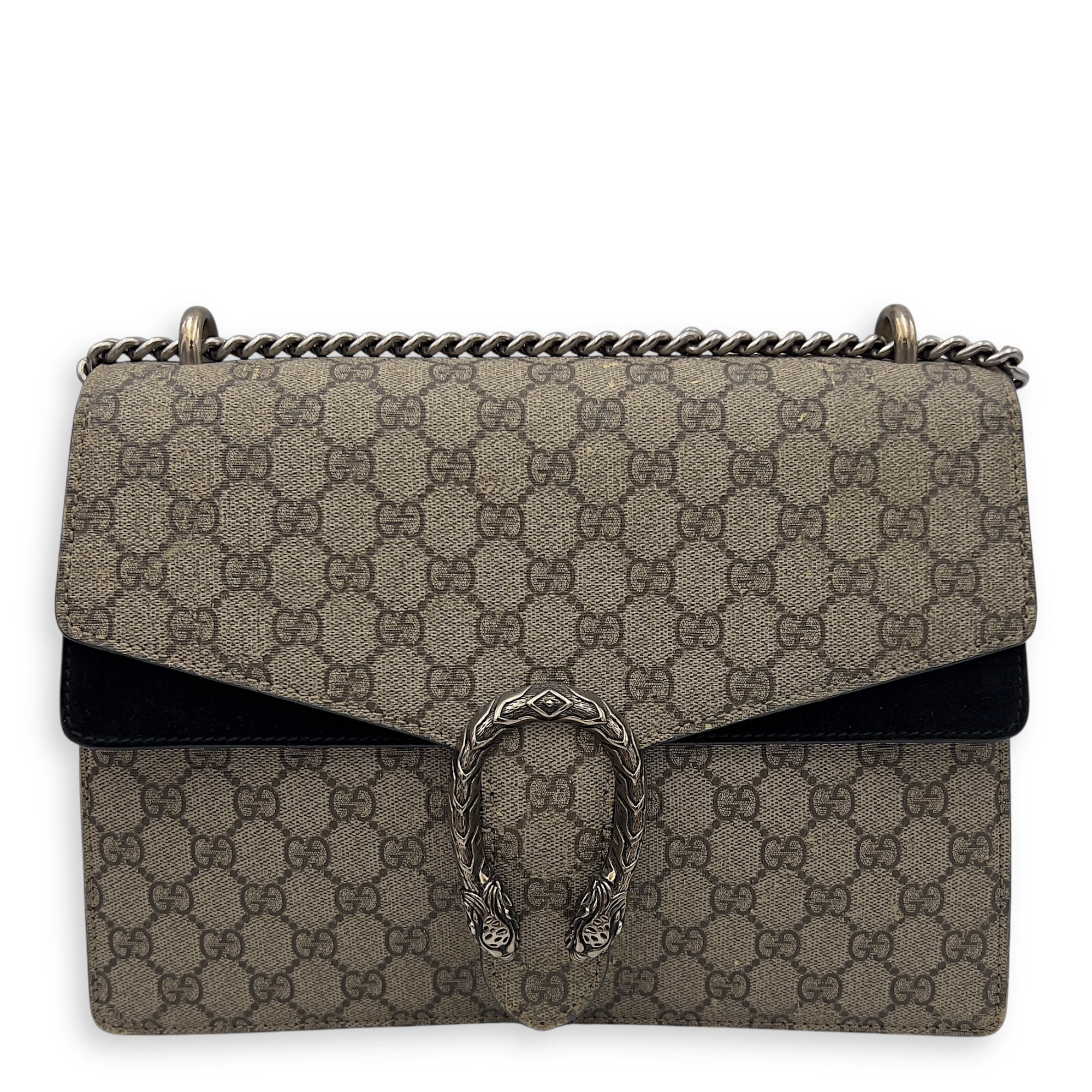 Dionysus Shoulder Bag Beige in Coated Canvas, Silver hardware