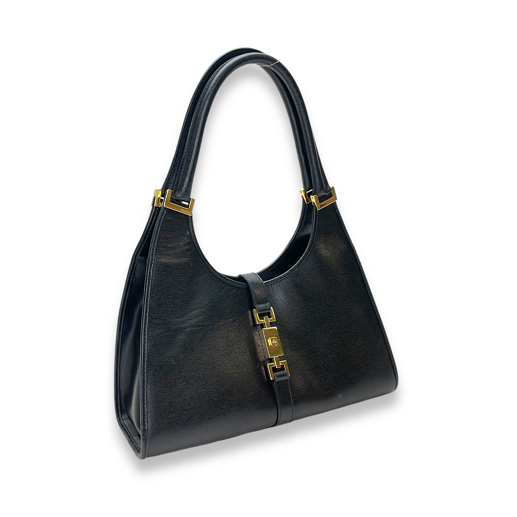 Jackie Shoulder Bag Black in Calfskin, Gold hardware