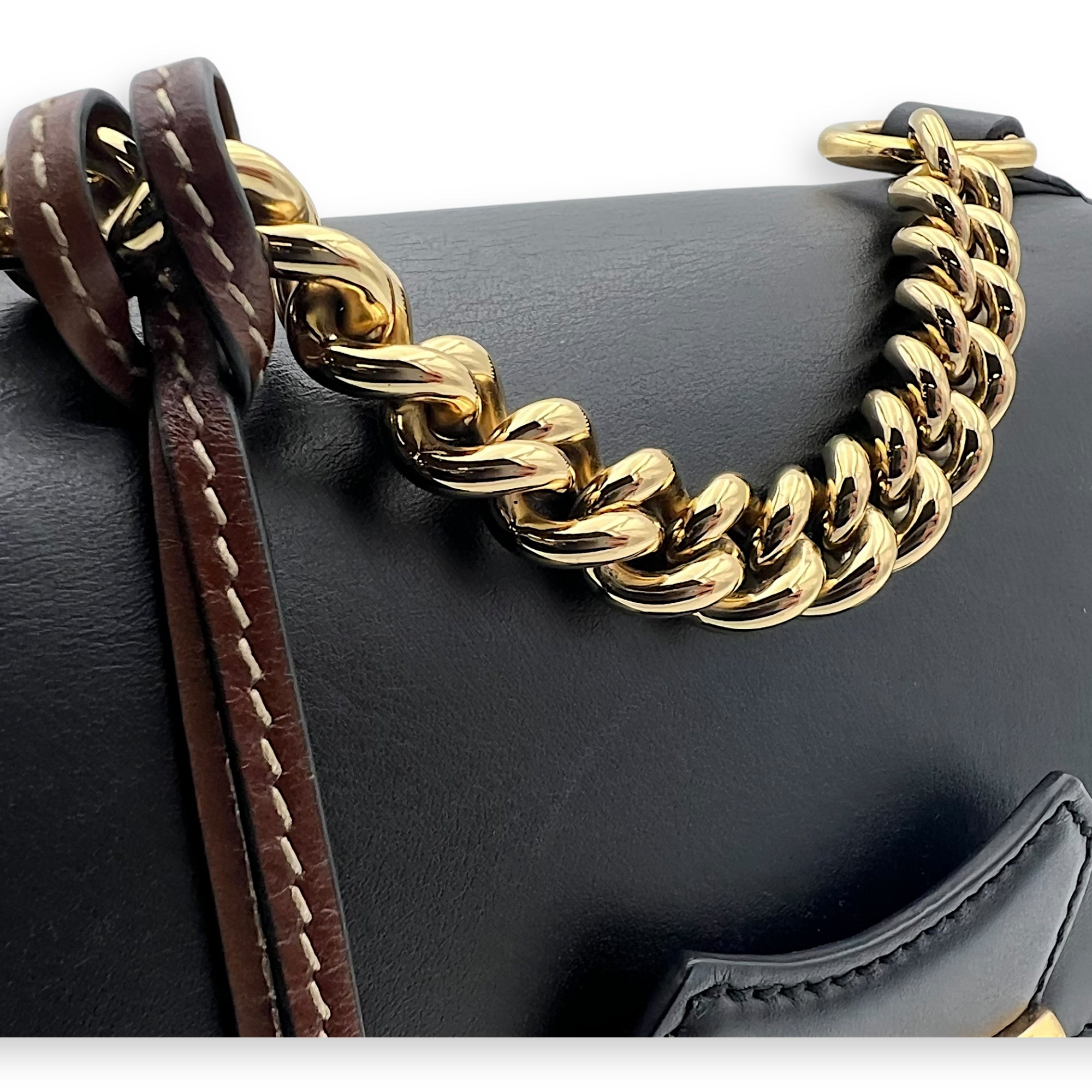 Padlock Backpack Brown in Coated Canvas, Gold hardware