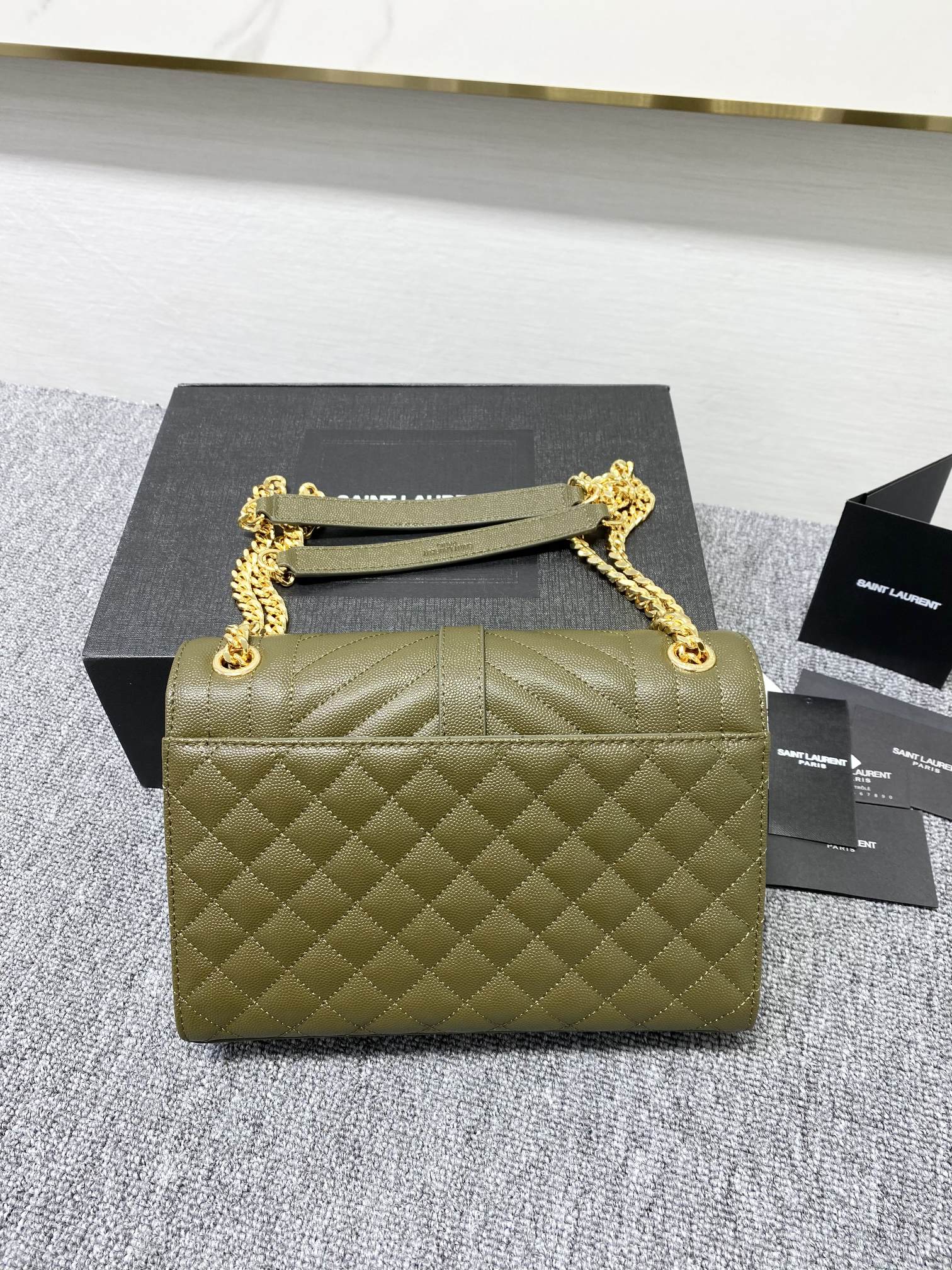 YSL Envelope Medium Bag In Mix Matelasse Grain De Poudre Embossed Leather