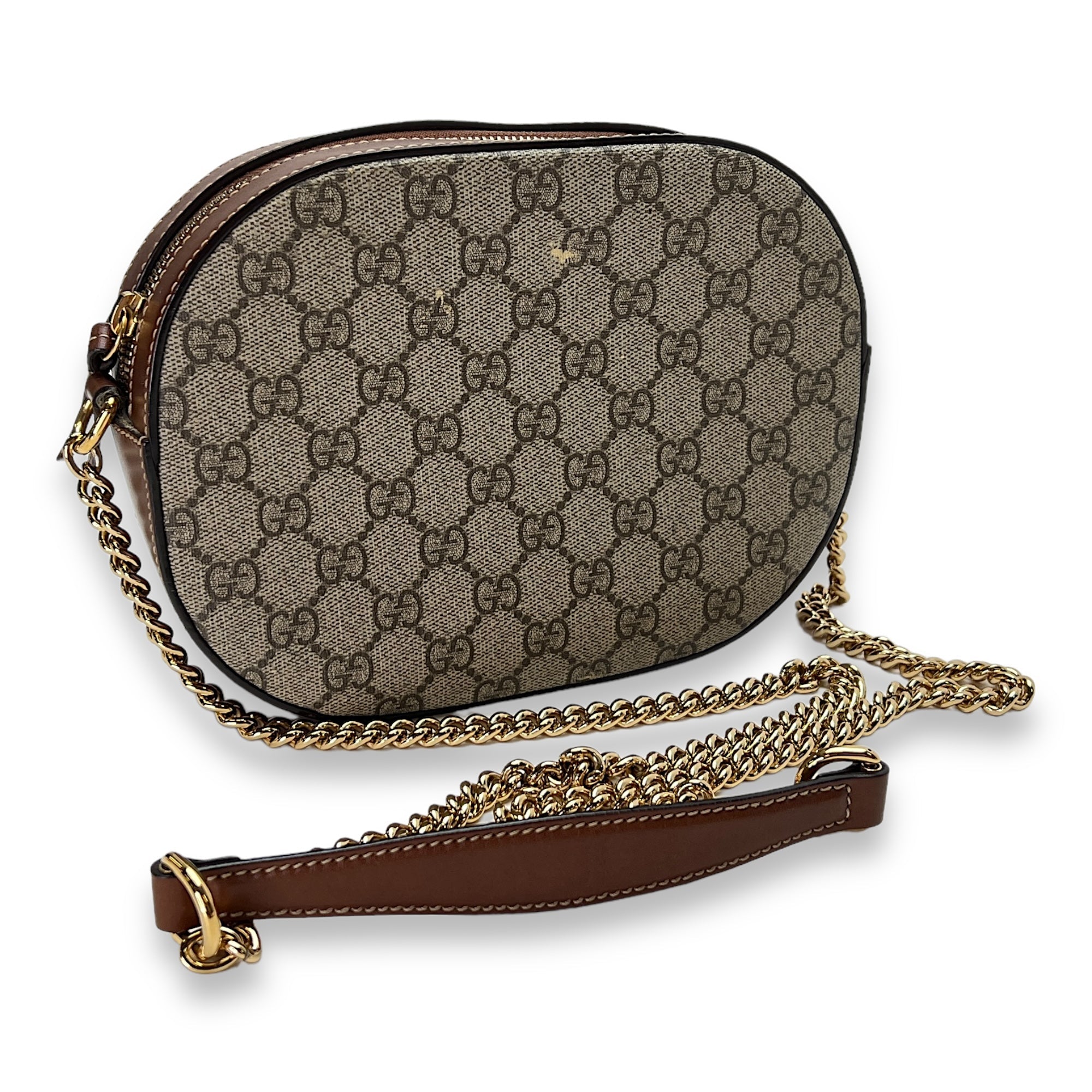 GG supreme Crossbody Bag Brown in Coated Canvas , Gold Hardware
