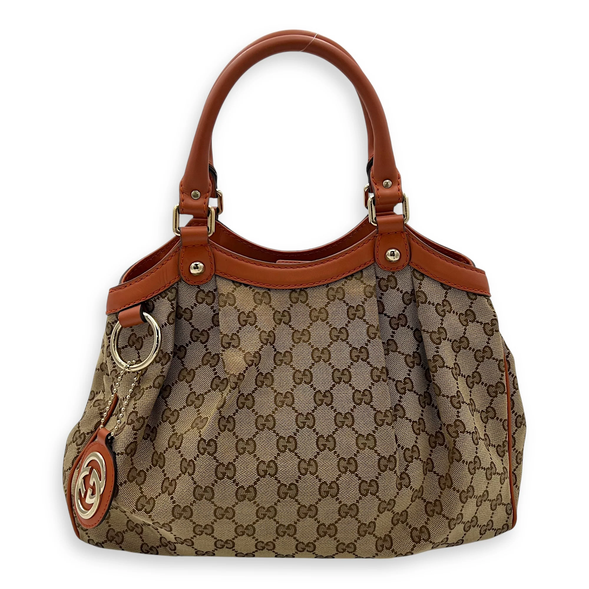 Sukey Shoulder Bag Orange in Jacquard, Light Gold hardware