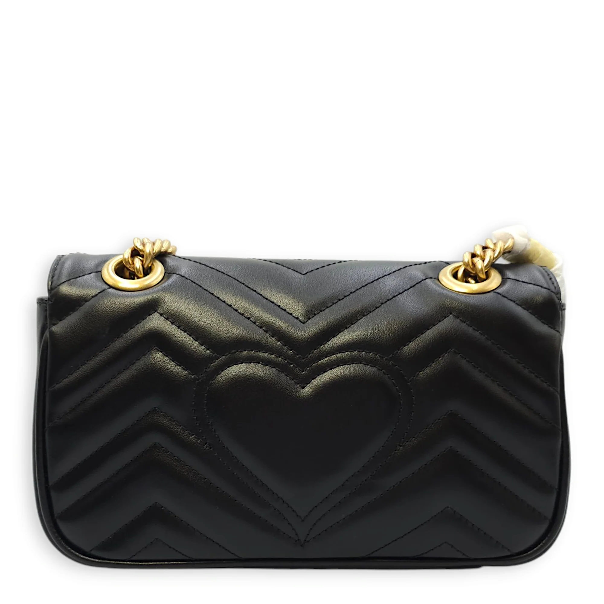 Marmont Flap Small Black Crossbody Bag in Calfskin, Gold hardware