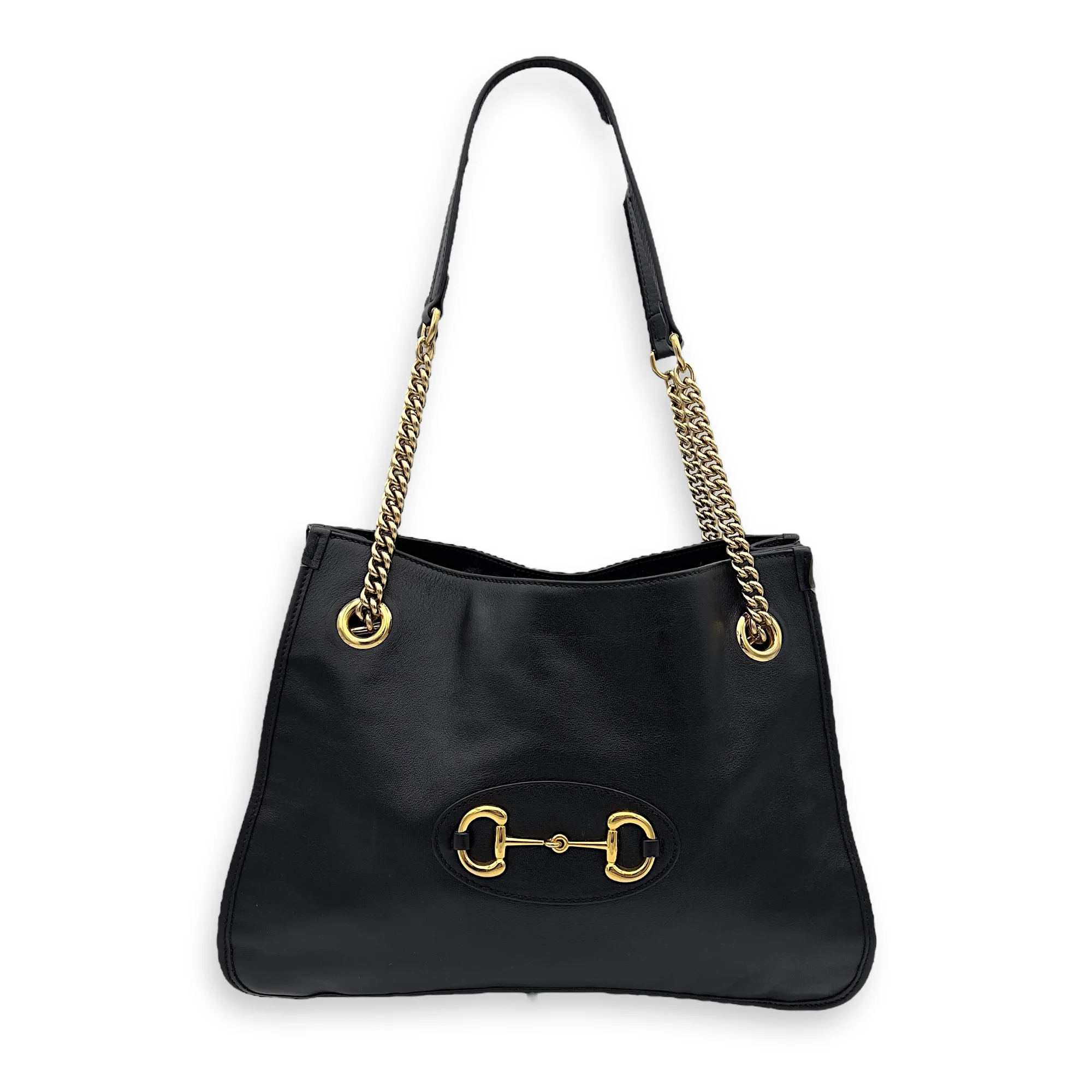 Horsebit 1955 Tote Bag Black in Calfskin, Gold hardware