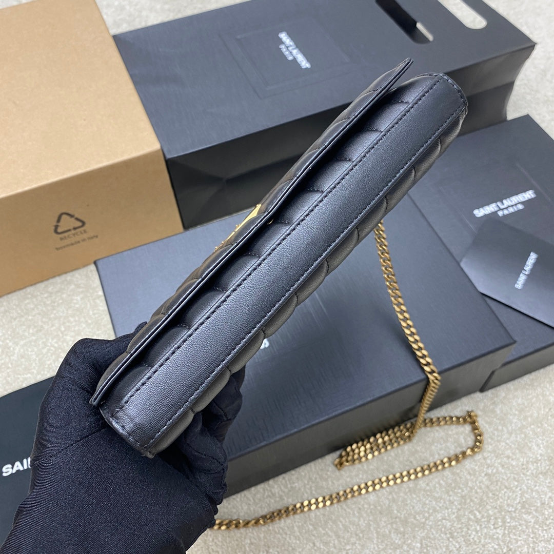 YSL Cassandre Matelassé Carré Chain Wallet IN Lambskin