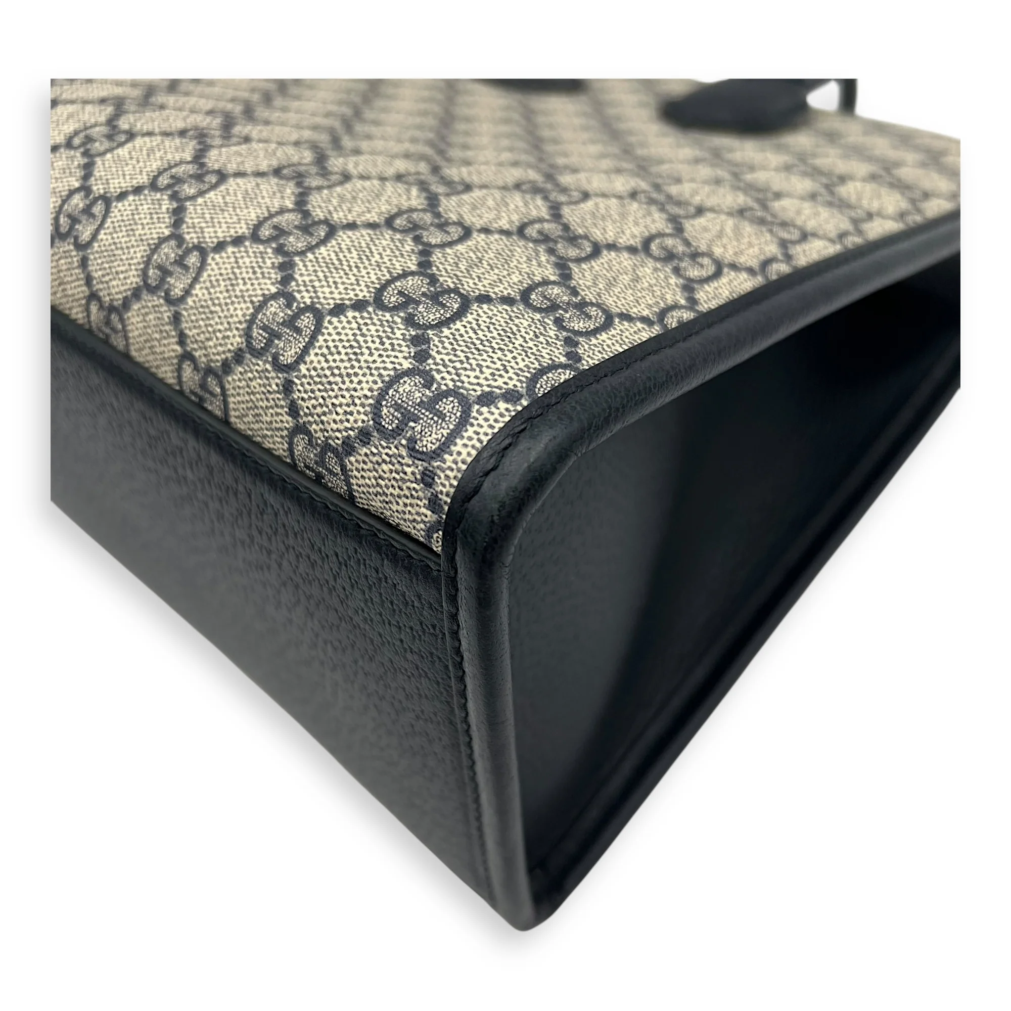 GG Supreme Top Handle Bag Blue in Coated Canvas, Ruthenium hardware