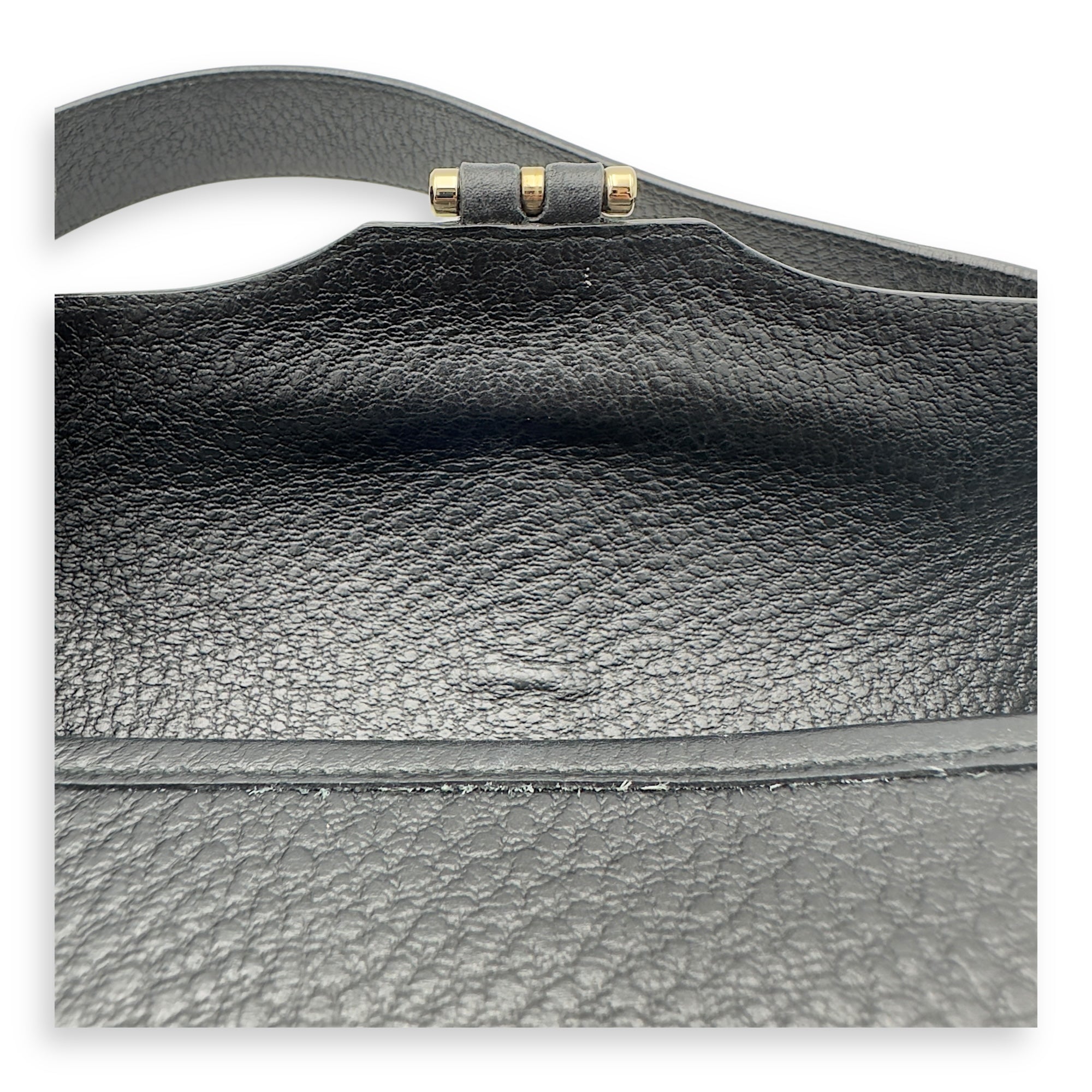 Logo Shoulder Bag Black in Calfskin, Gold hardware