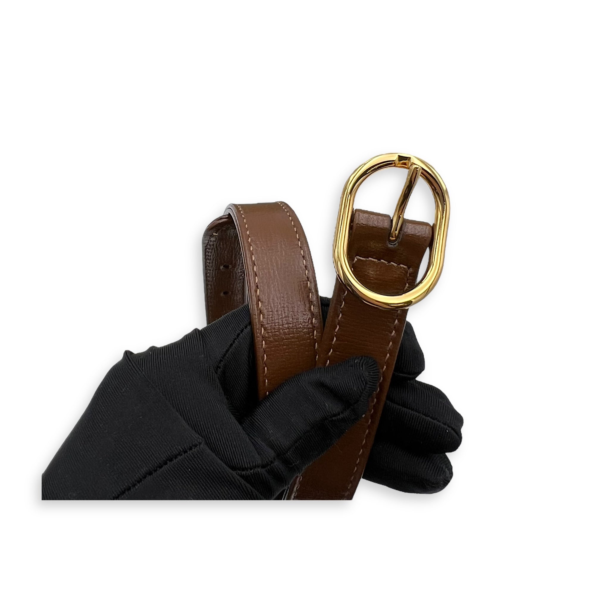 Jackie 1961 Brown Shoulder Bag in Monogram Coated Canvas, Gold hardware