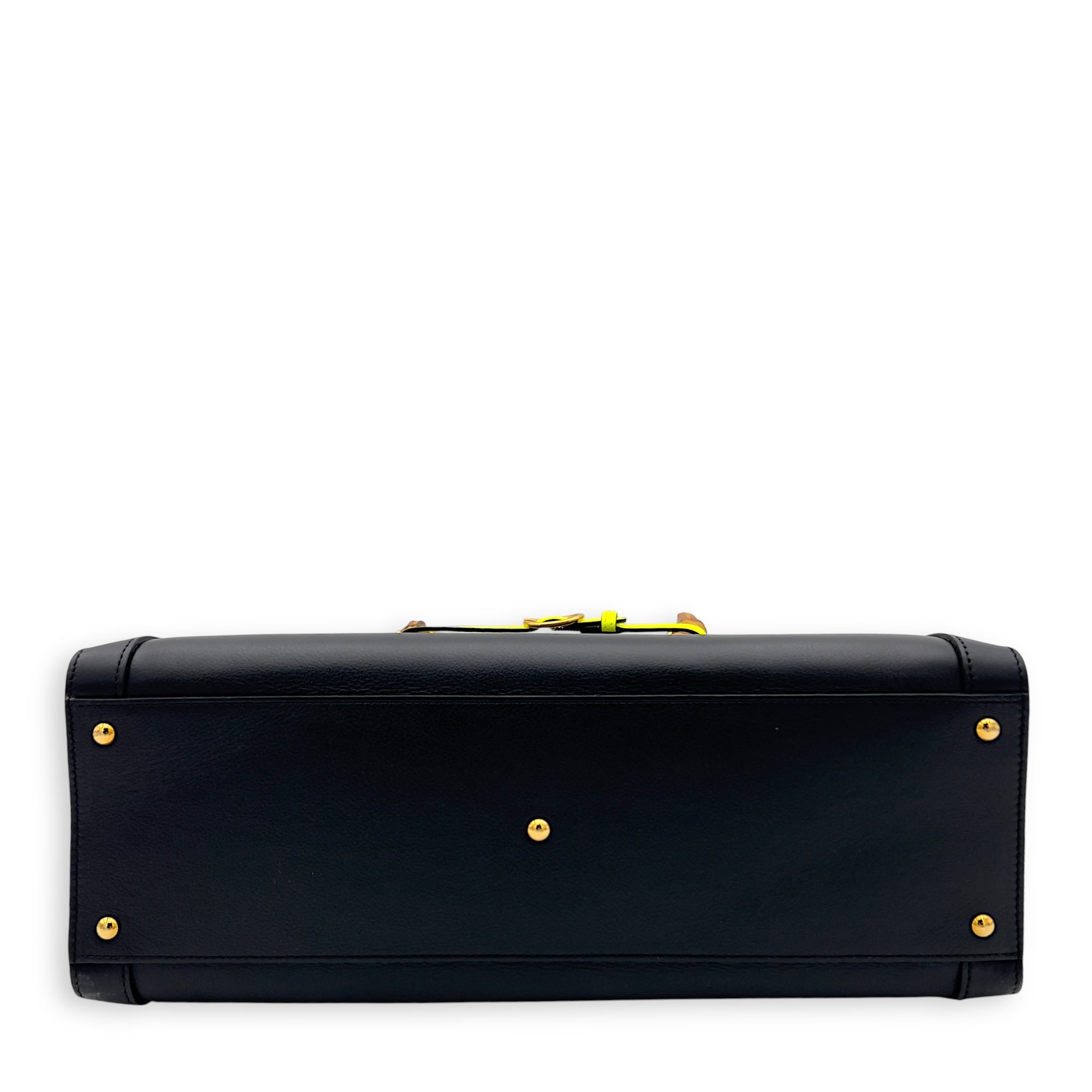 Diana Top Handle Bag Black in Calfskin, Gold hardware