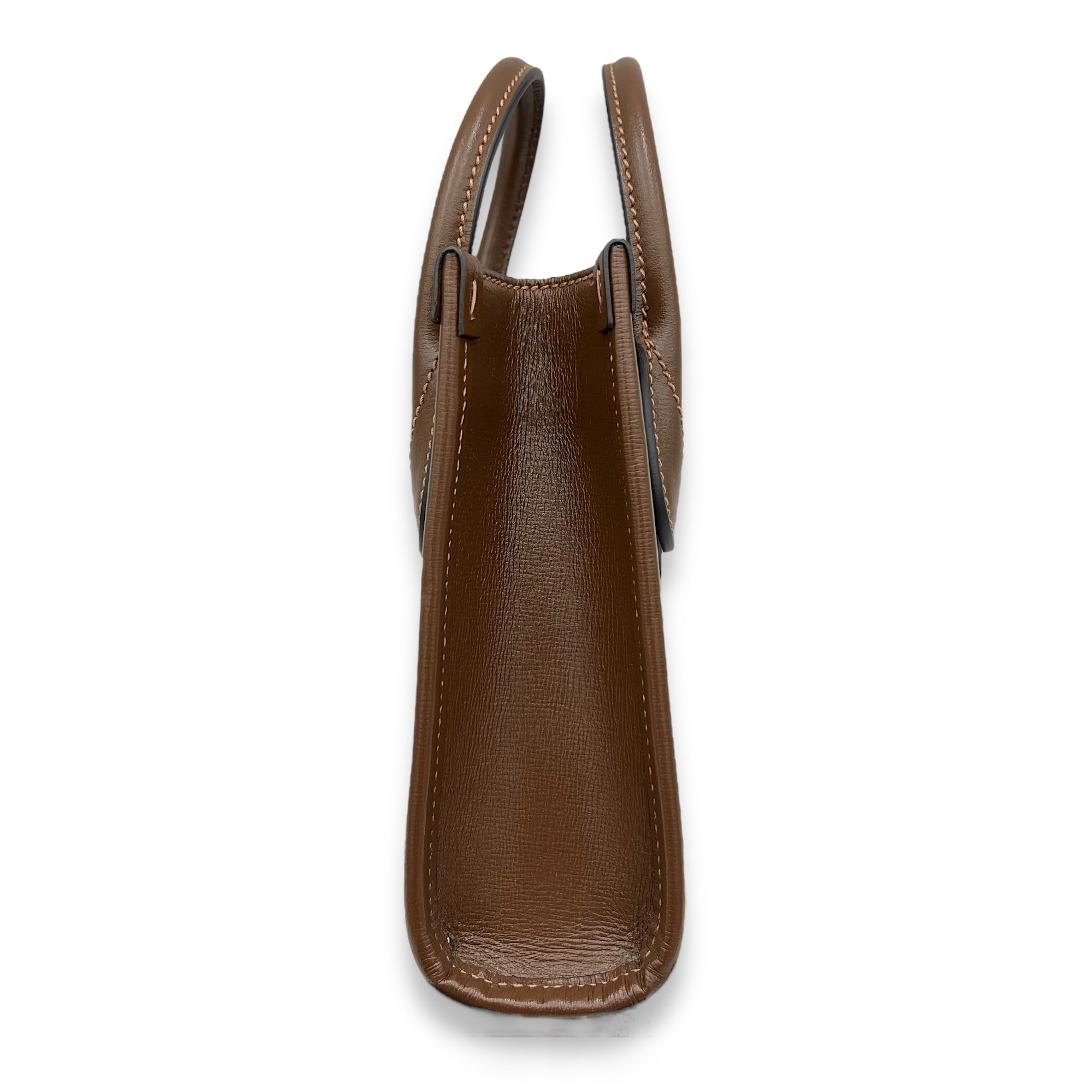Interlocking G Top Handle Bag Brown in Coated Canvas, Gold hardware