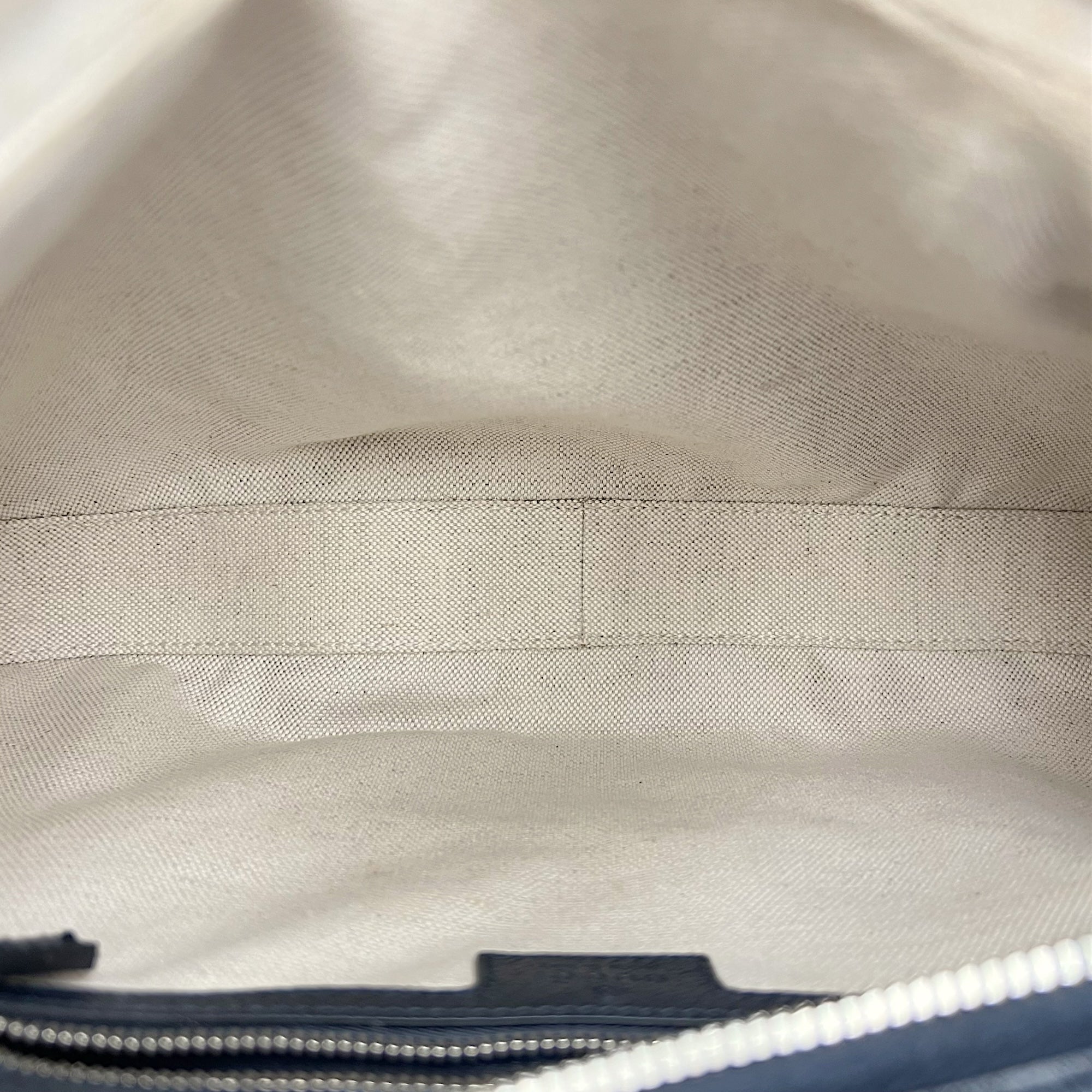 Attache Shoulder Bag Blue in Coated Canvas, Silver hardware