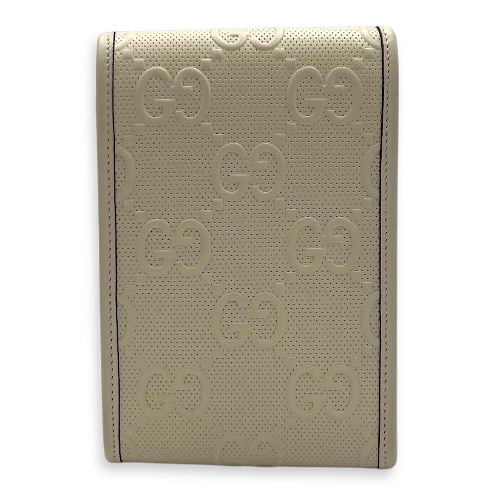 GG Crossbody Bag White in Calfskin, Silver hardware