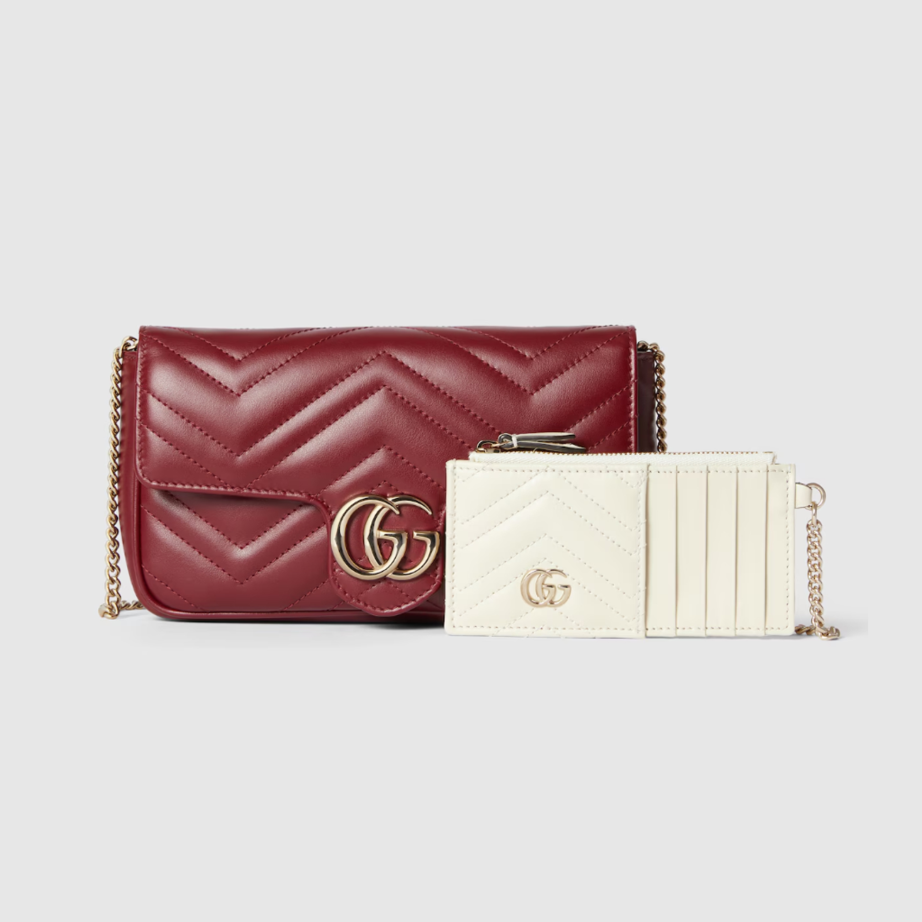 Gucci GG Marmont Red Matelassé Chevron Leather Small Shoulder Bag