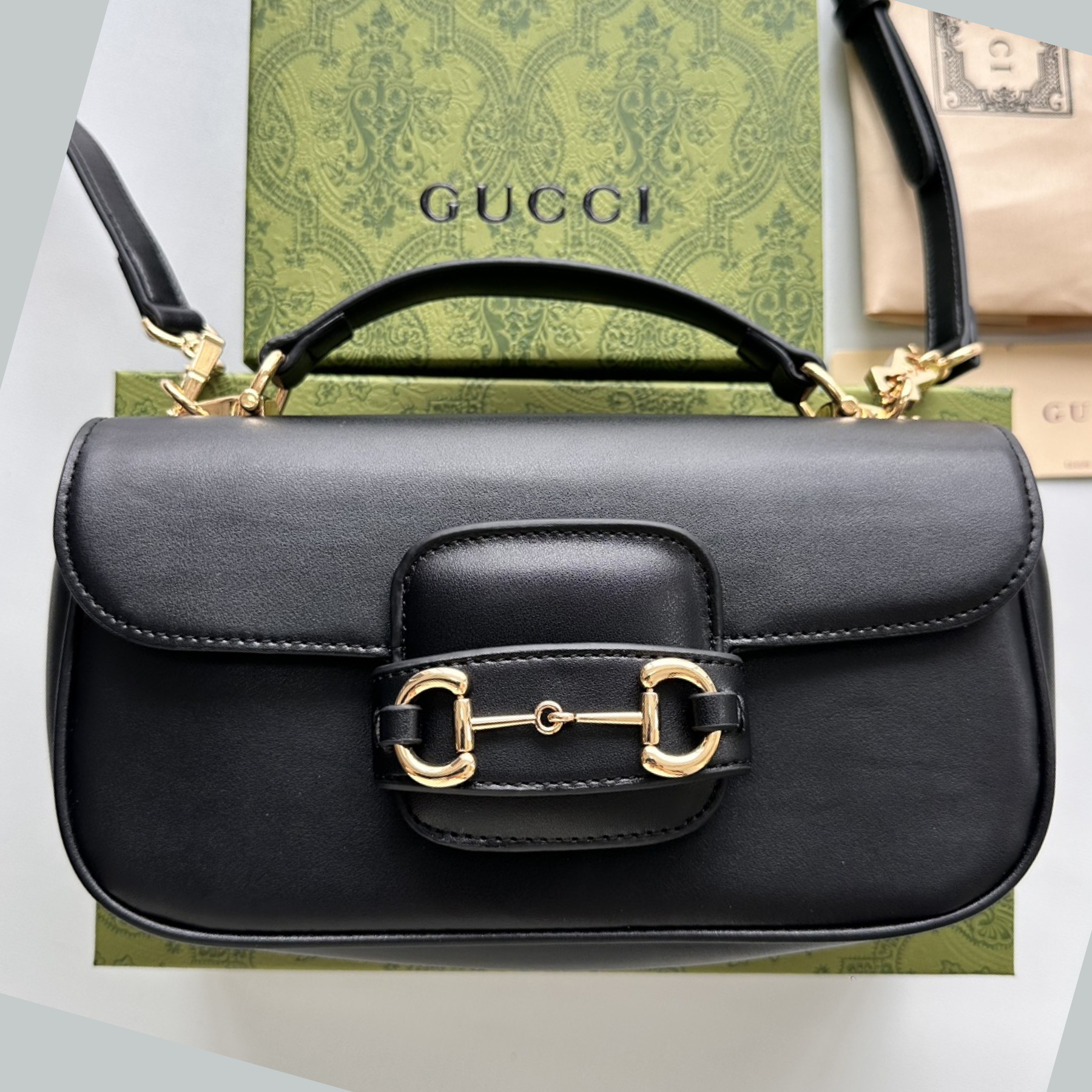 Gucci Horsebit 1955 Small Black Leather Shoulder Bag