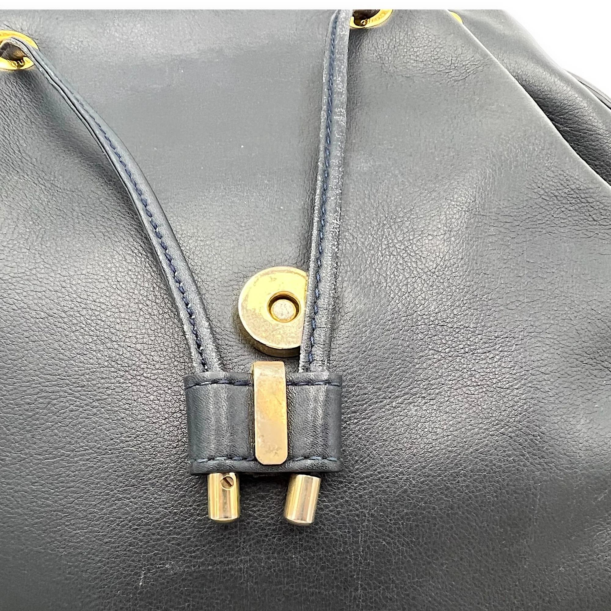 Bamboo Shoulder Bag Blue in Calfskin