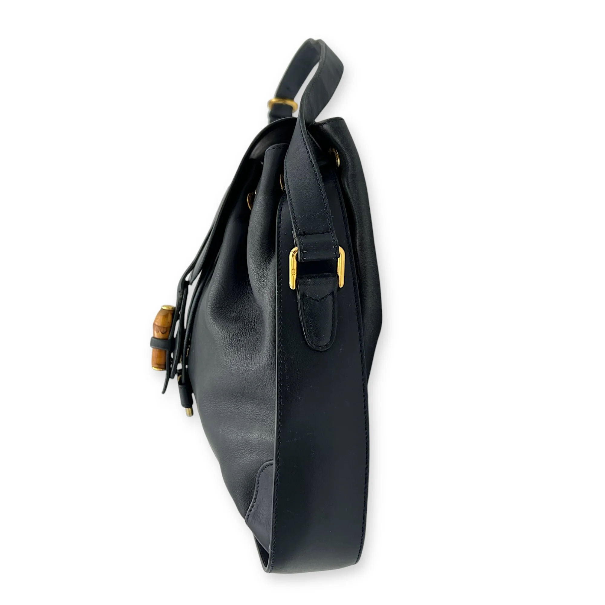 Bamboo Shoulder Bag Blue in Calfskin