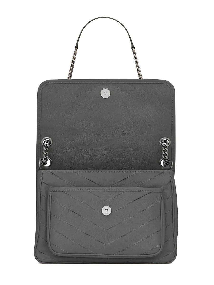 Niki Medium Chain Bag Crinkled Vintage Leather in Storm