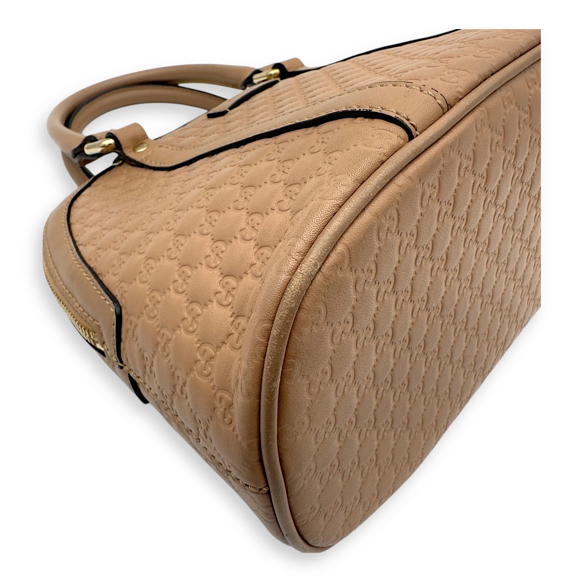 Dome Top Handle Bag Beige in Calfskin, Gold hardware
