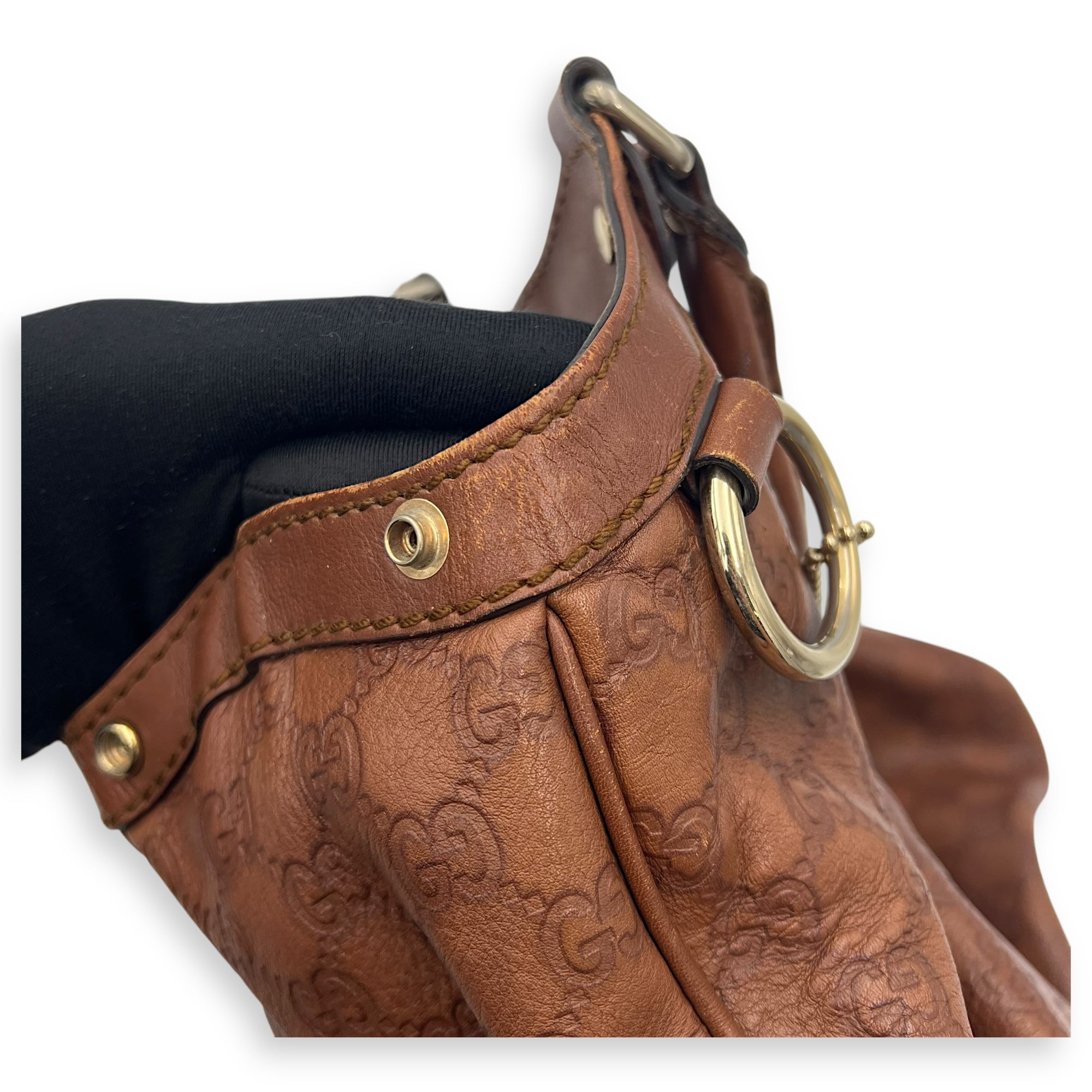 Shukey Shoulder Bag Brown in Calfskin, Gold hardware