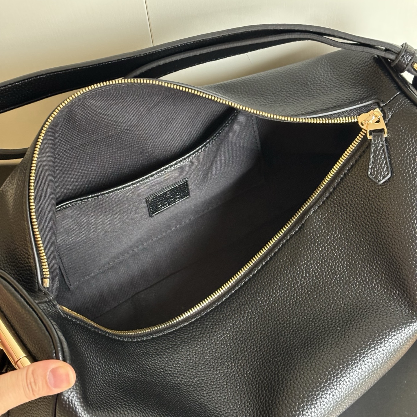 Gucci Half Horsebit Shoulder Black soft grainy leather Bag