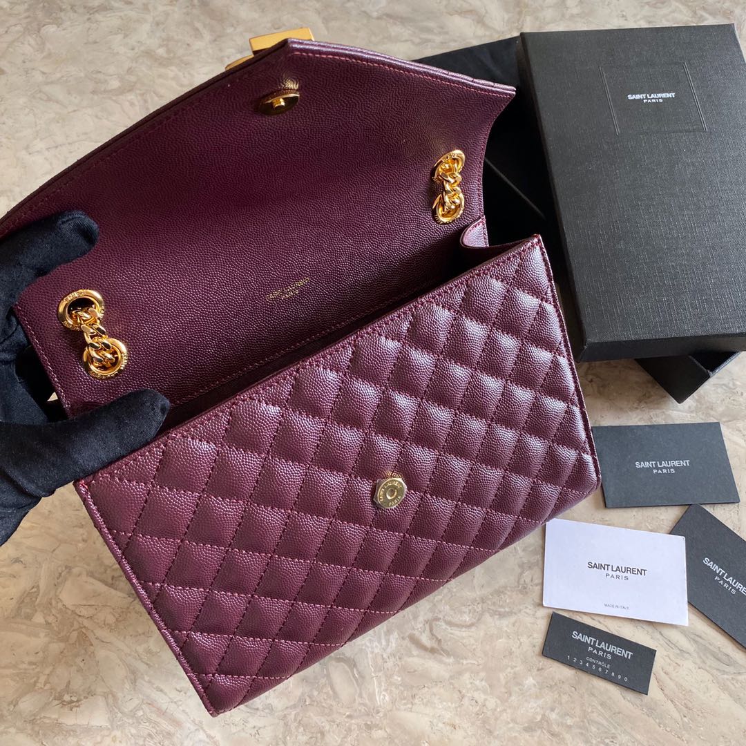 YSL Envelope Medium Bag In Mix Matelasse Grain De Poudre Embossed Leather