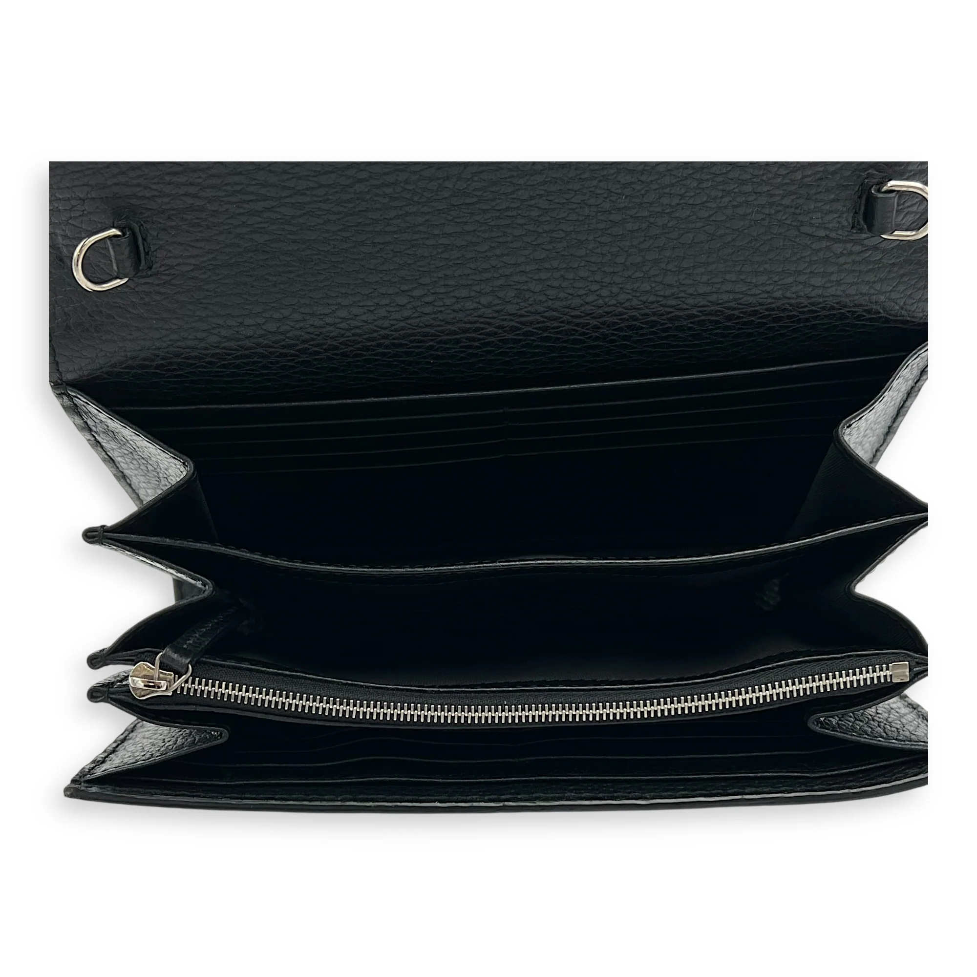 Dionysus Shoulder Bag Black in Calfskin, Silver hardware