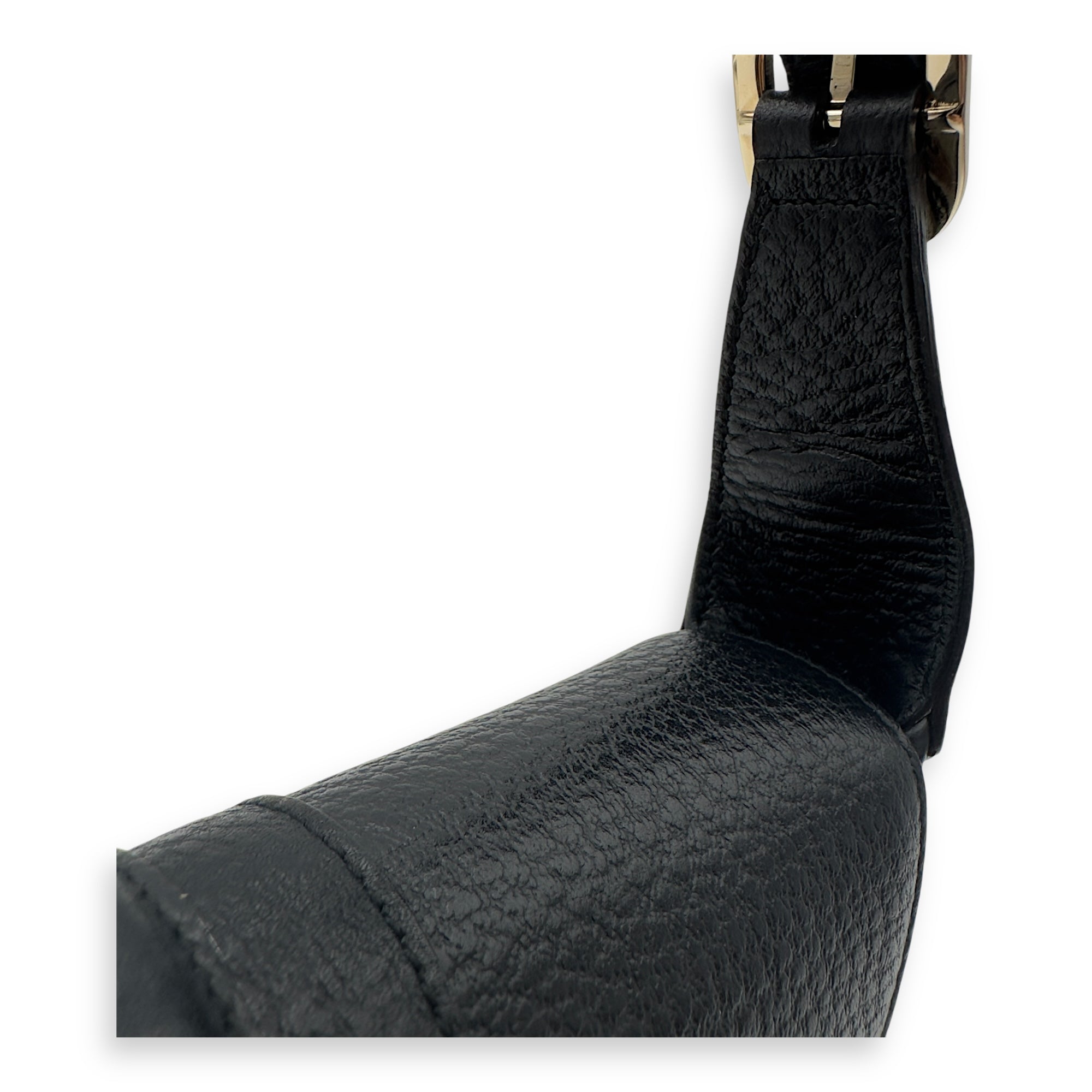 Logo Shoulder Bag Black in Calfskin, Gold hardware