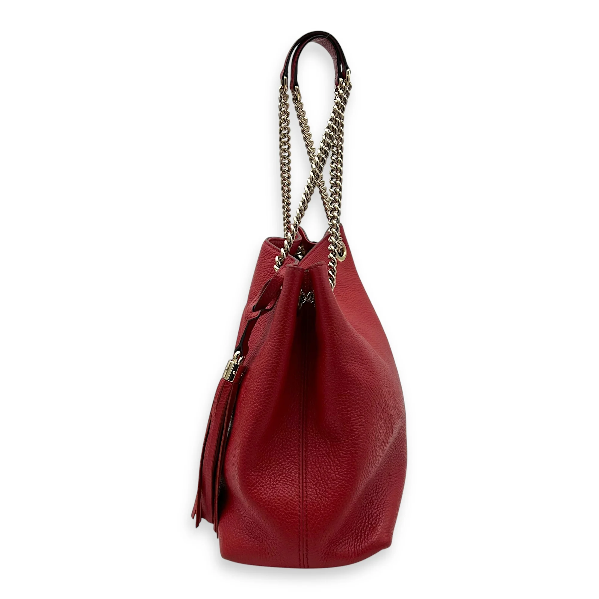 Soho Shoulder Bag Red in Calfskin, Gold hardware