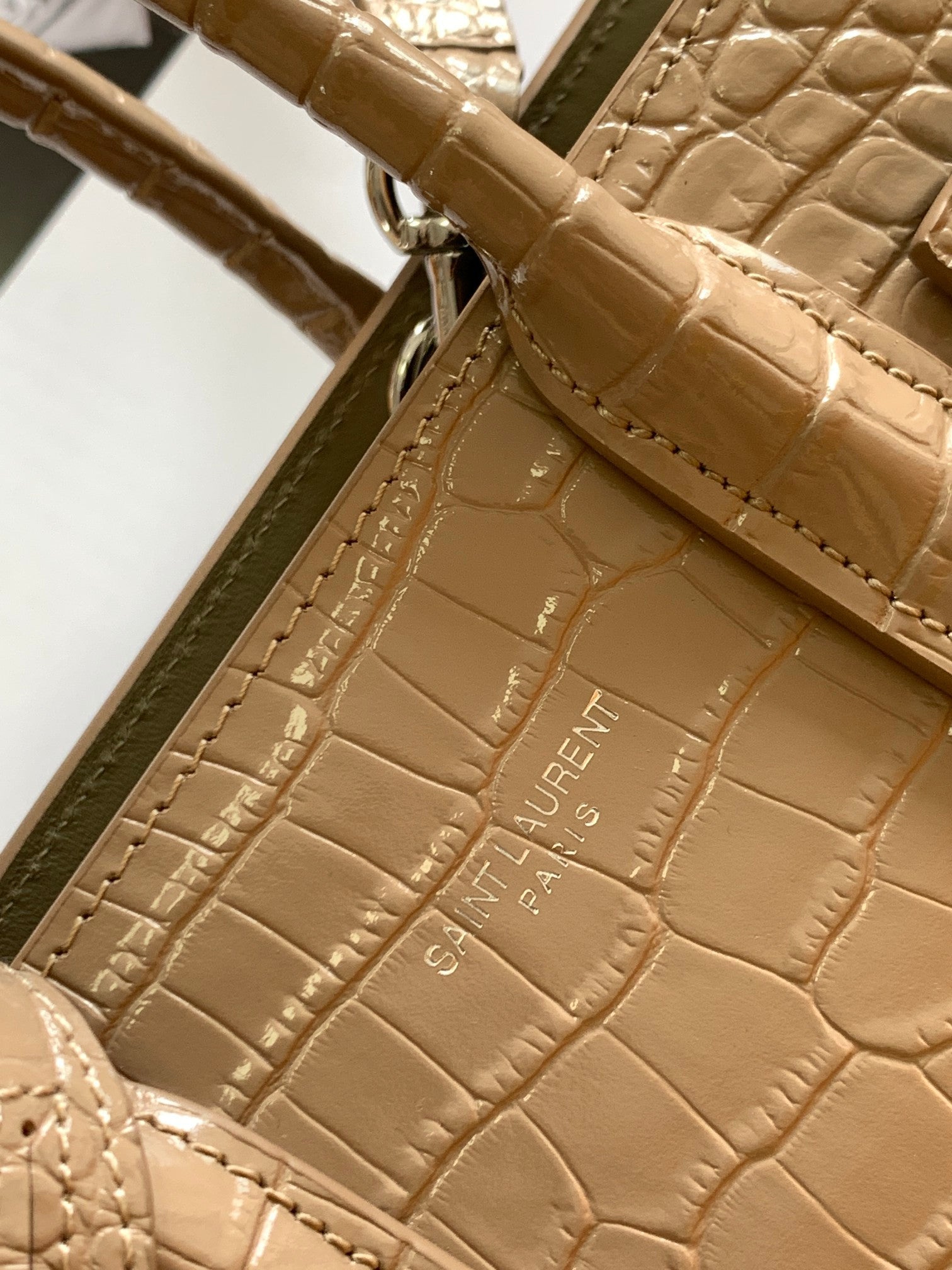 YSL Classic Sac De Jour Nano In Crocodile Shiny Embossed Leather