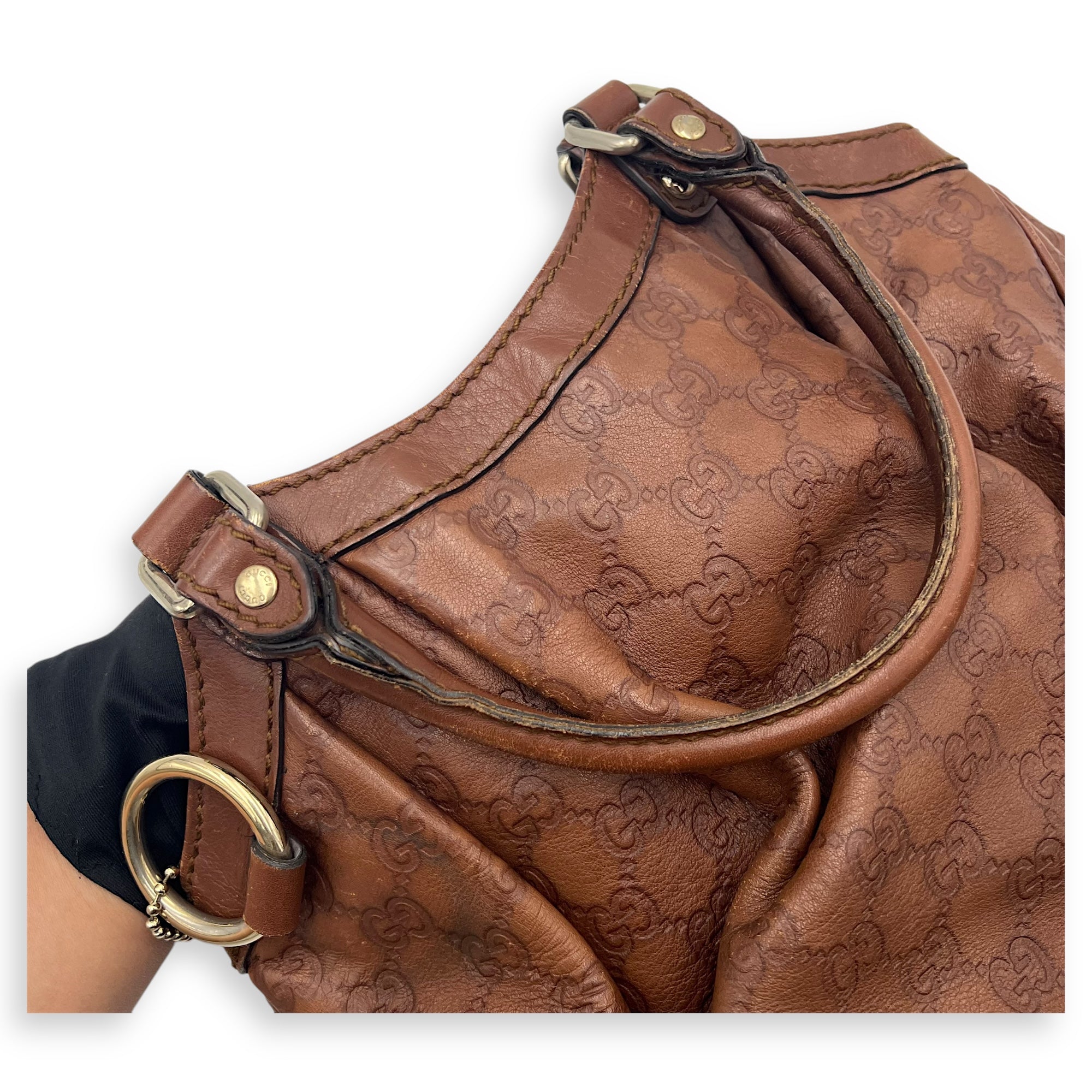 Shukey Shoulder Bag Brown in Calfskin, Gold hardware
