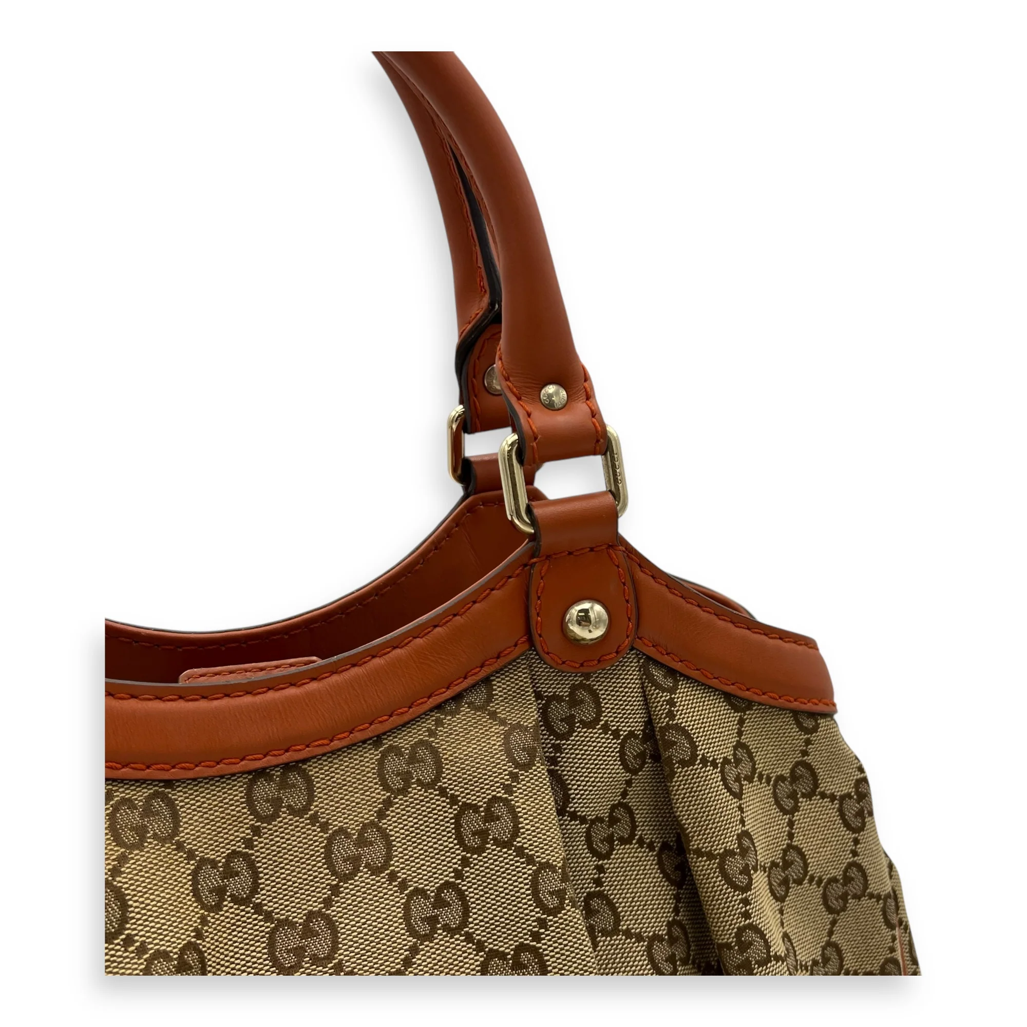 Sukey Shoulder Bag Orange in Jacquard, Light Gold hardware