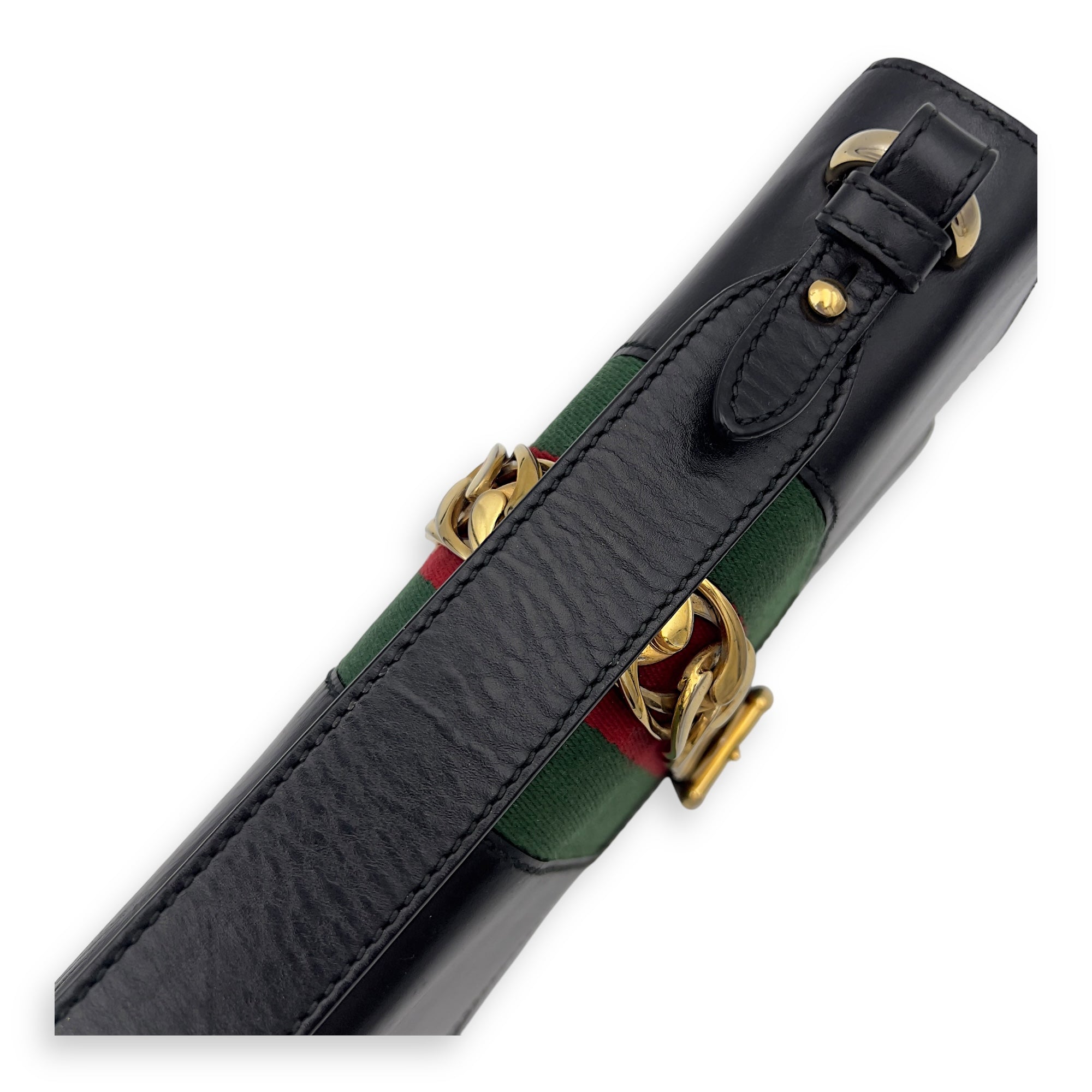 Sylvie Shoulder Bag Black in Calfskin, Gold hardware