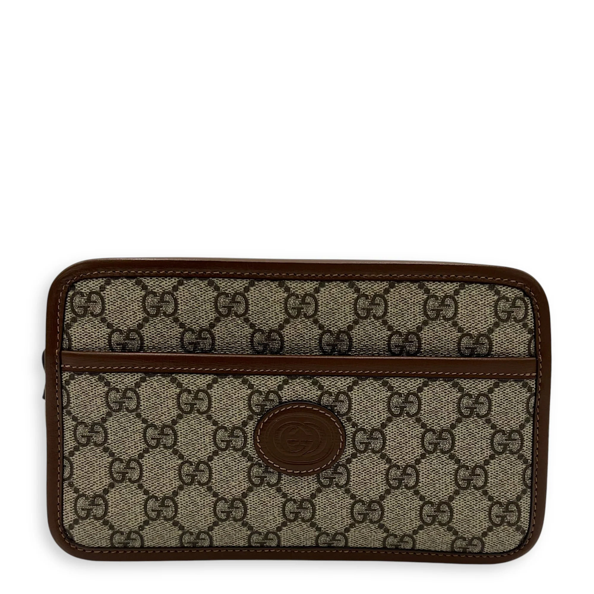 GG Supreme Interlocking Brown Messenger in Coated Canvas, Gold hardware