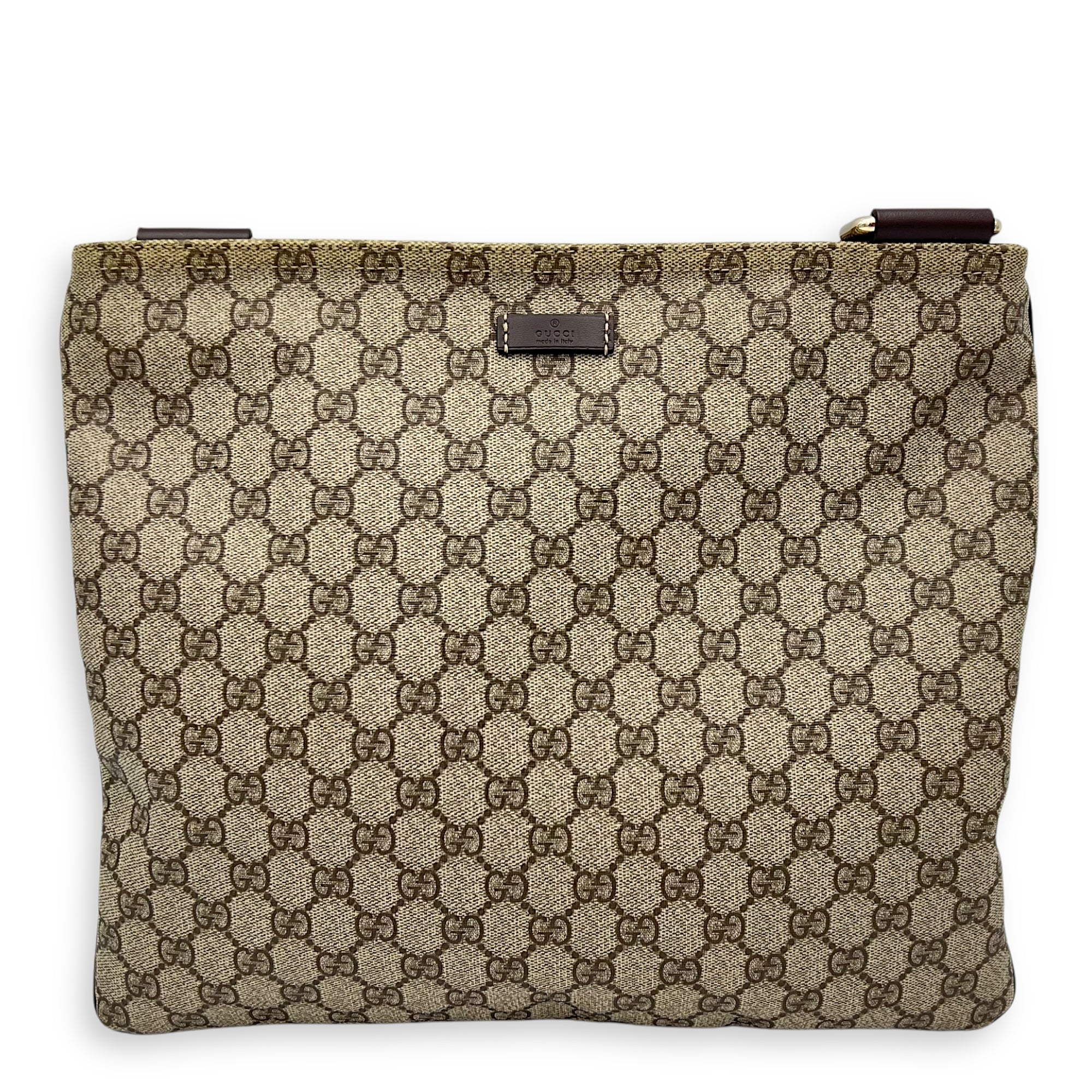 GG Supreme Crossbody Bag Brown in Monogram Coated Canvas, Gold hardware